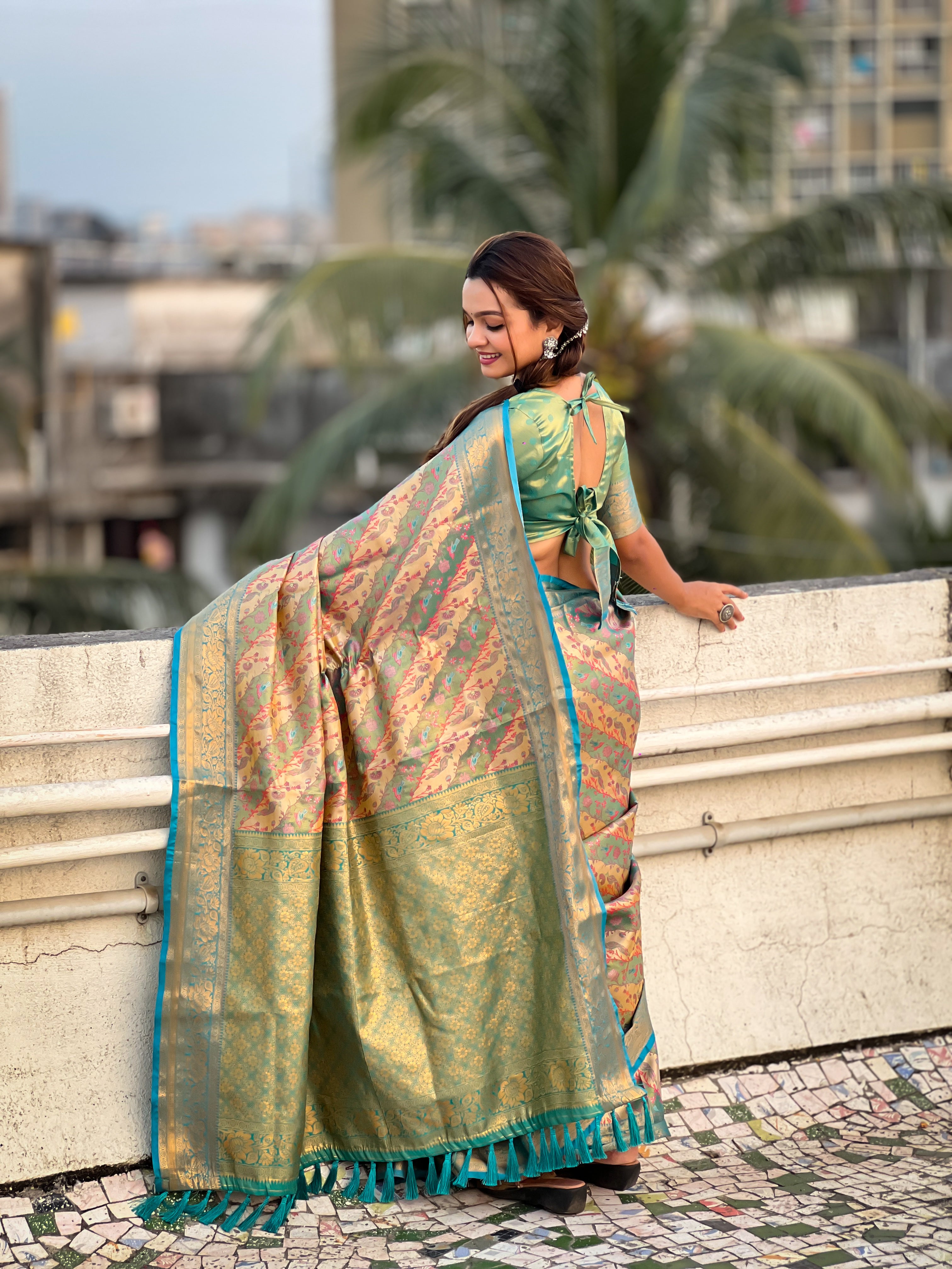 Dharmavaram Leheriya Silk Saree