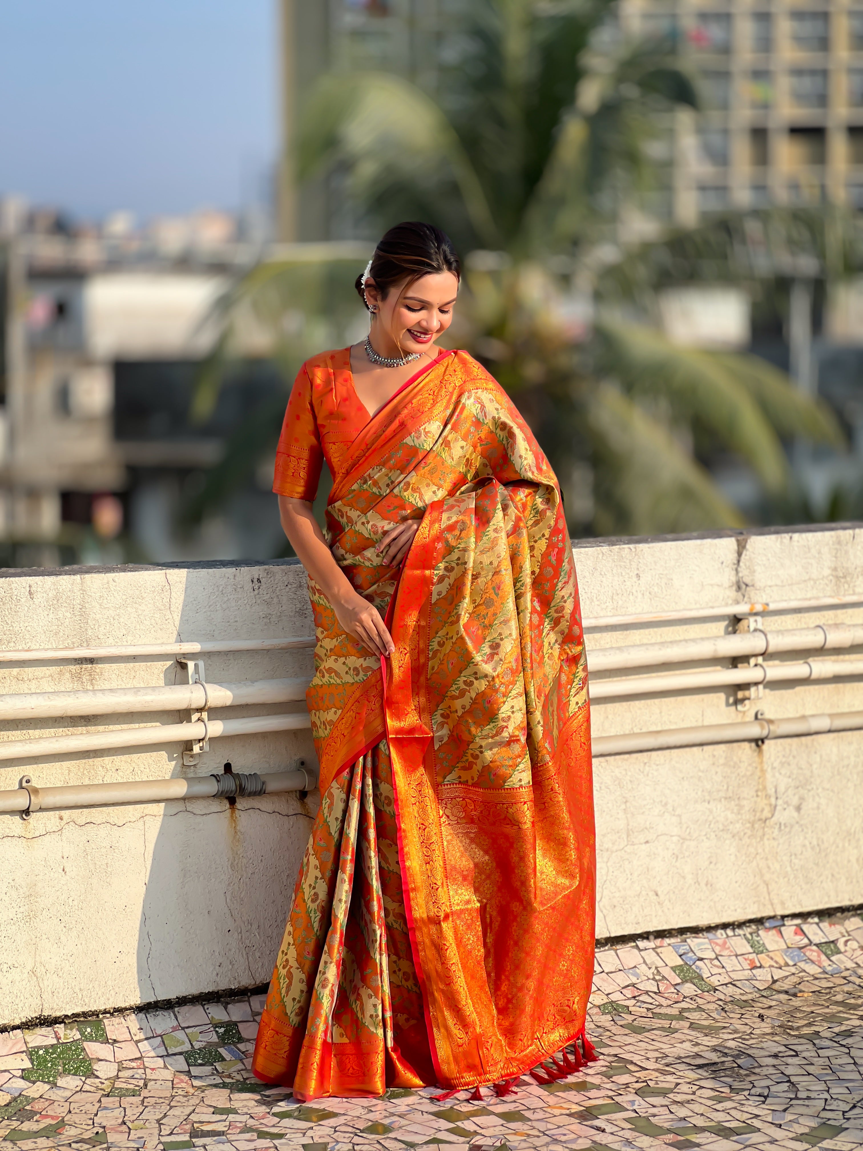 Dharmavaram Leheriya Silk Saree