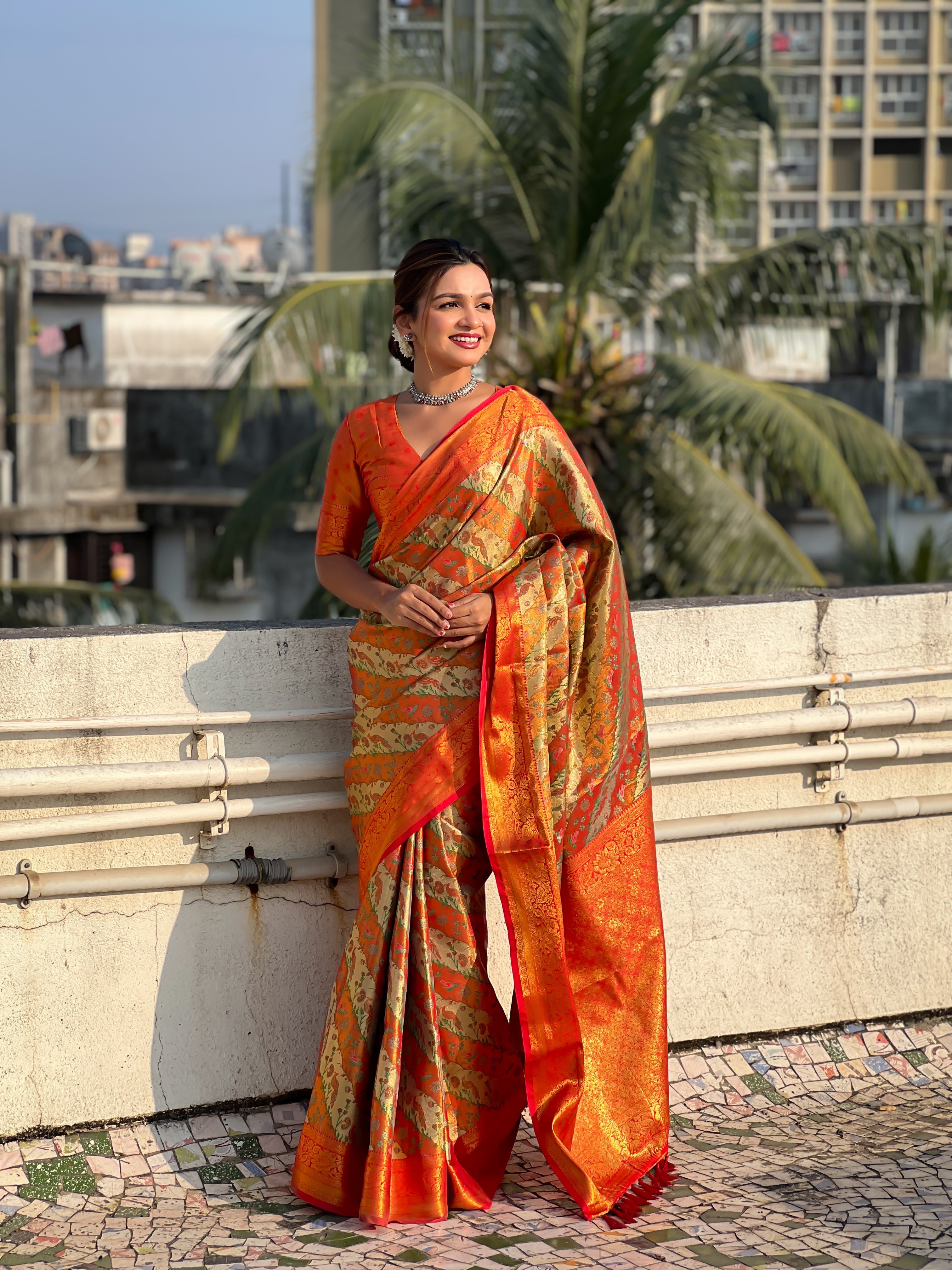 Dharmavaram Leheriya Silk Saree