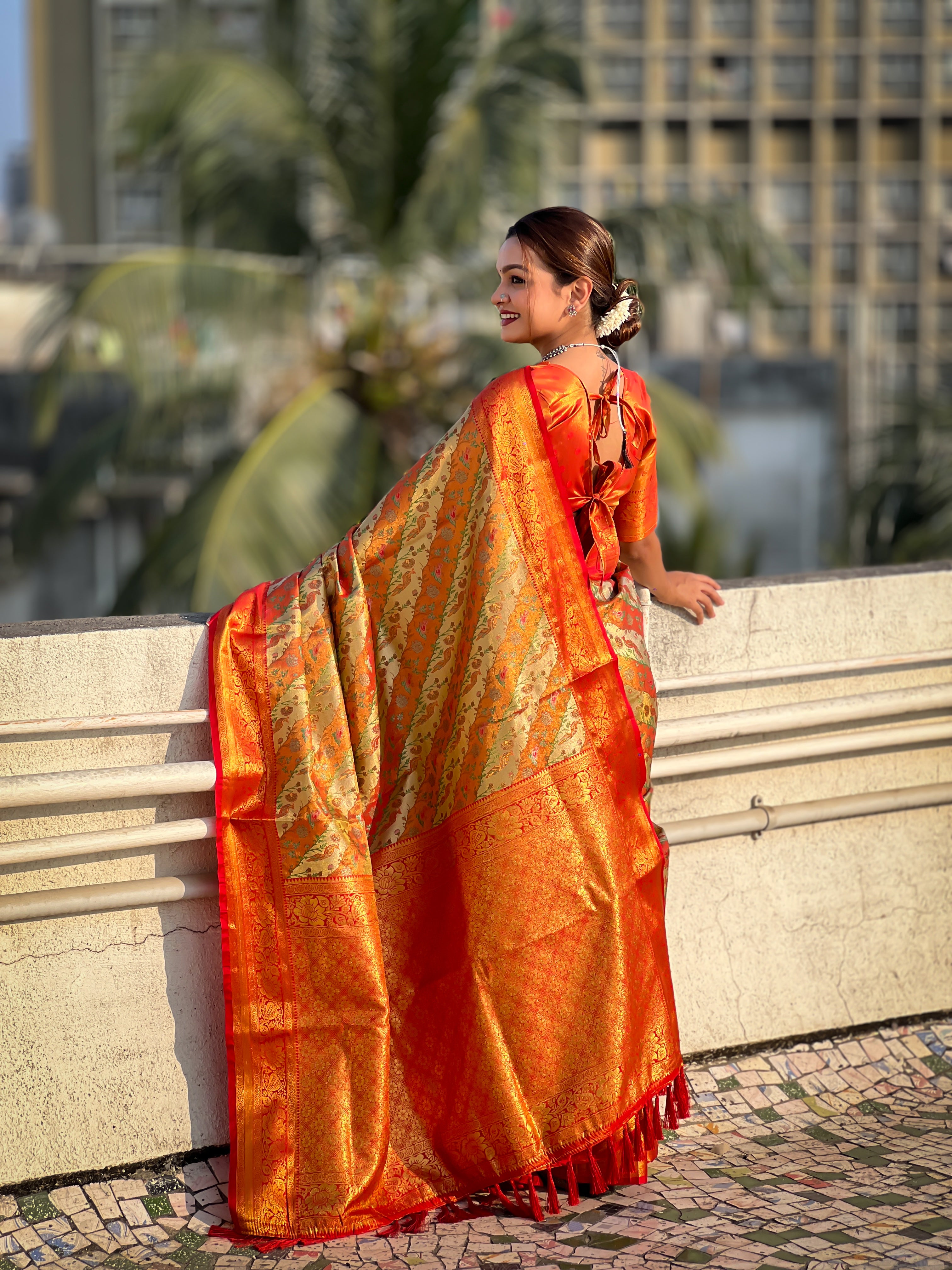 Dharmavaram Leheriya Silk Saree