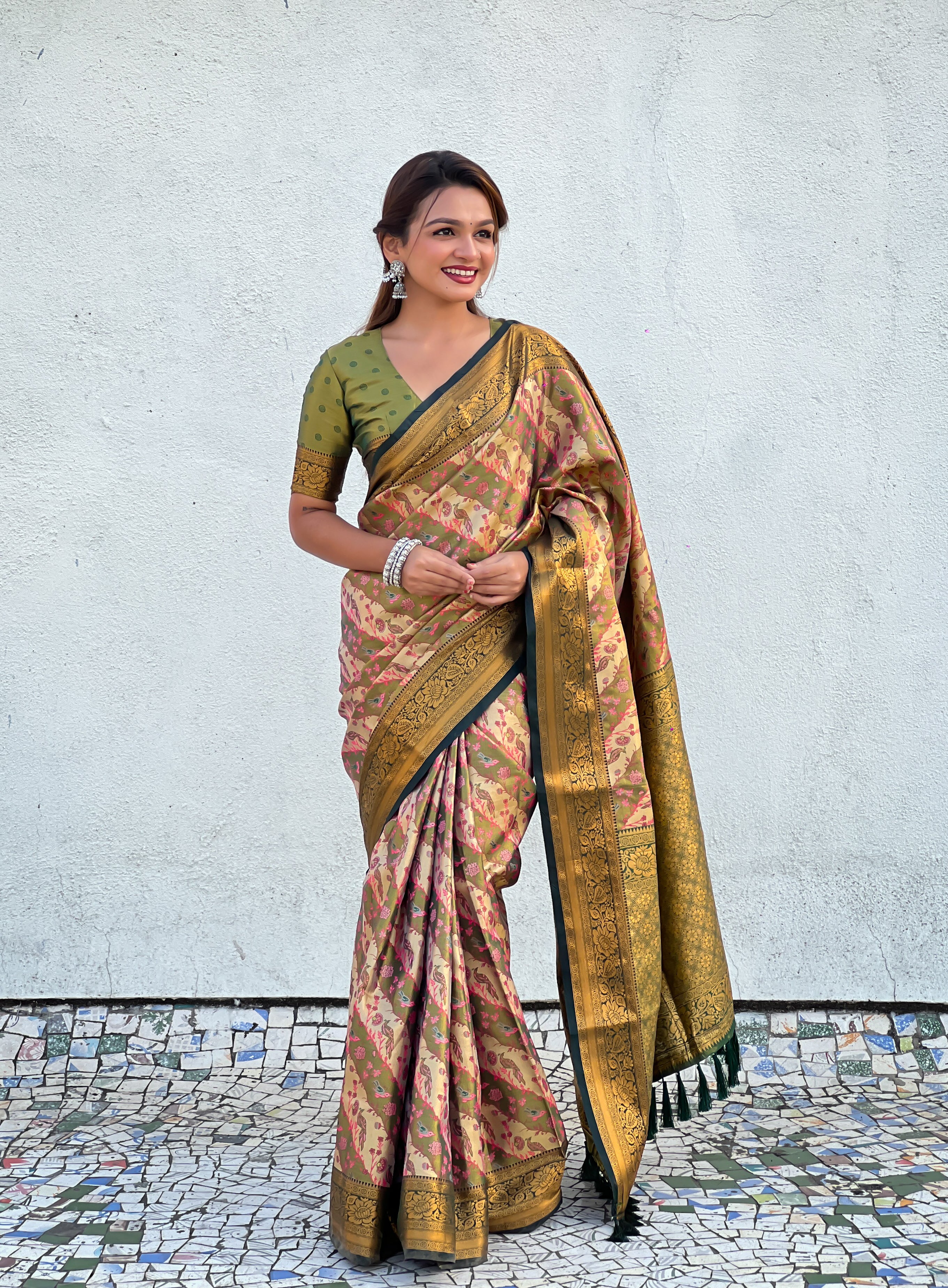 Dharmavaram Leheriya Silk Saree