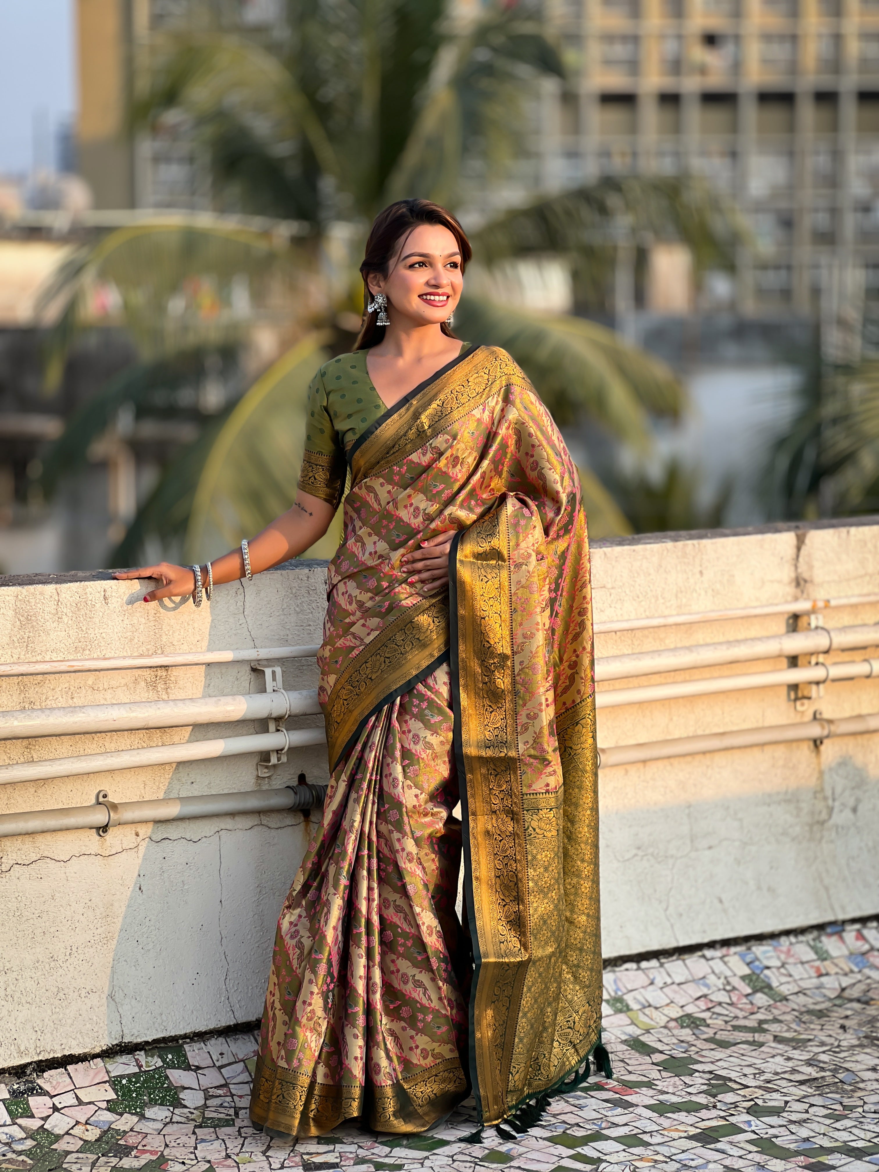 Dharmavaram Leheriya Silk Saree