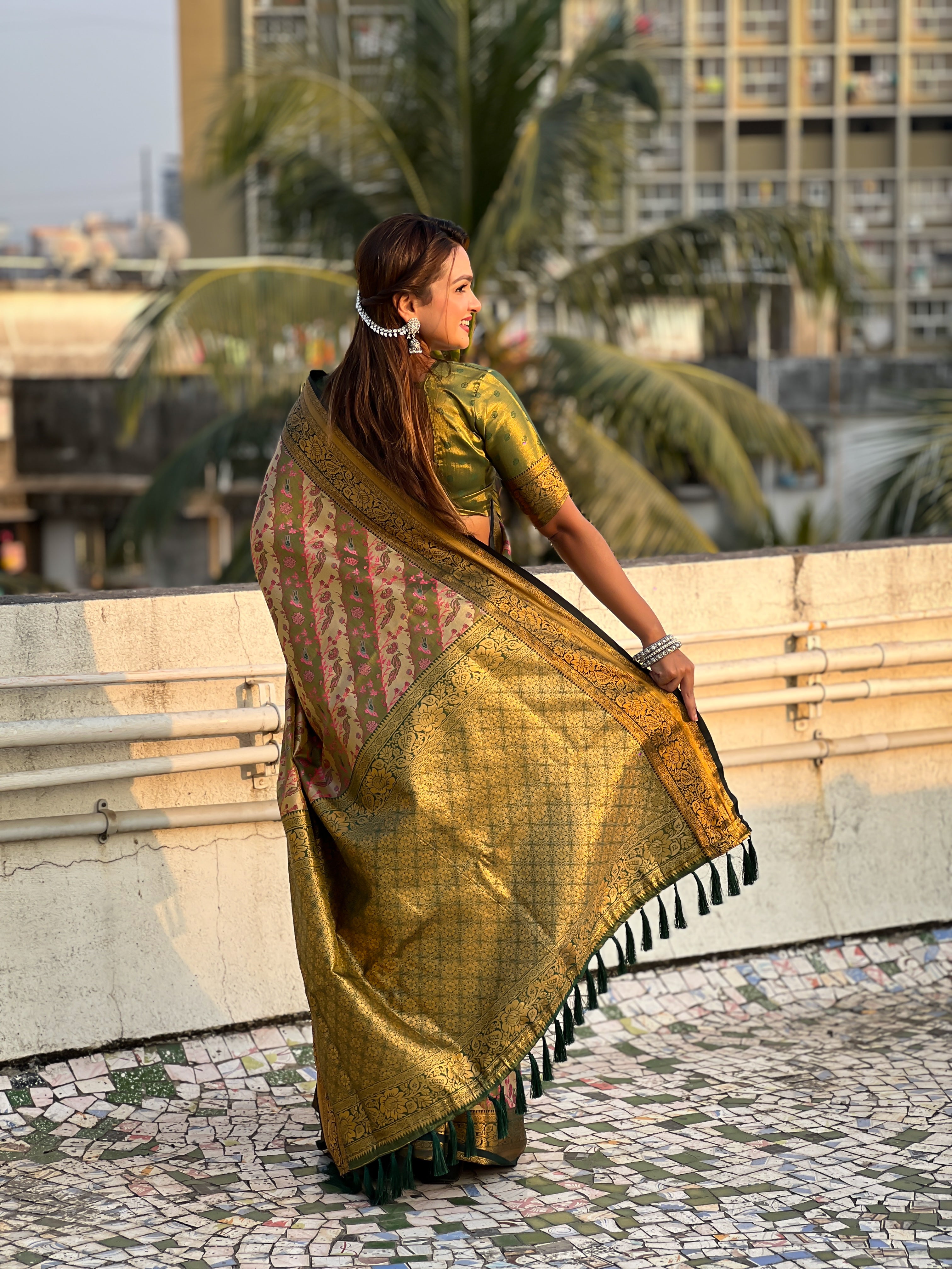 Dharmavaram Leheriya Silk Saree