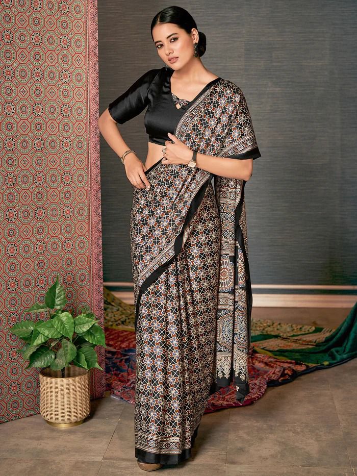 Indian Cultural Ajrakh Print Saree