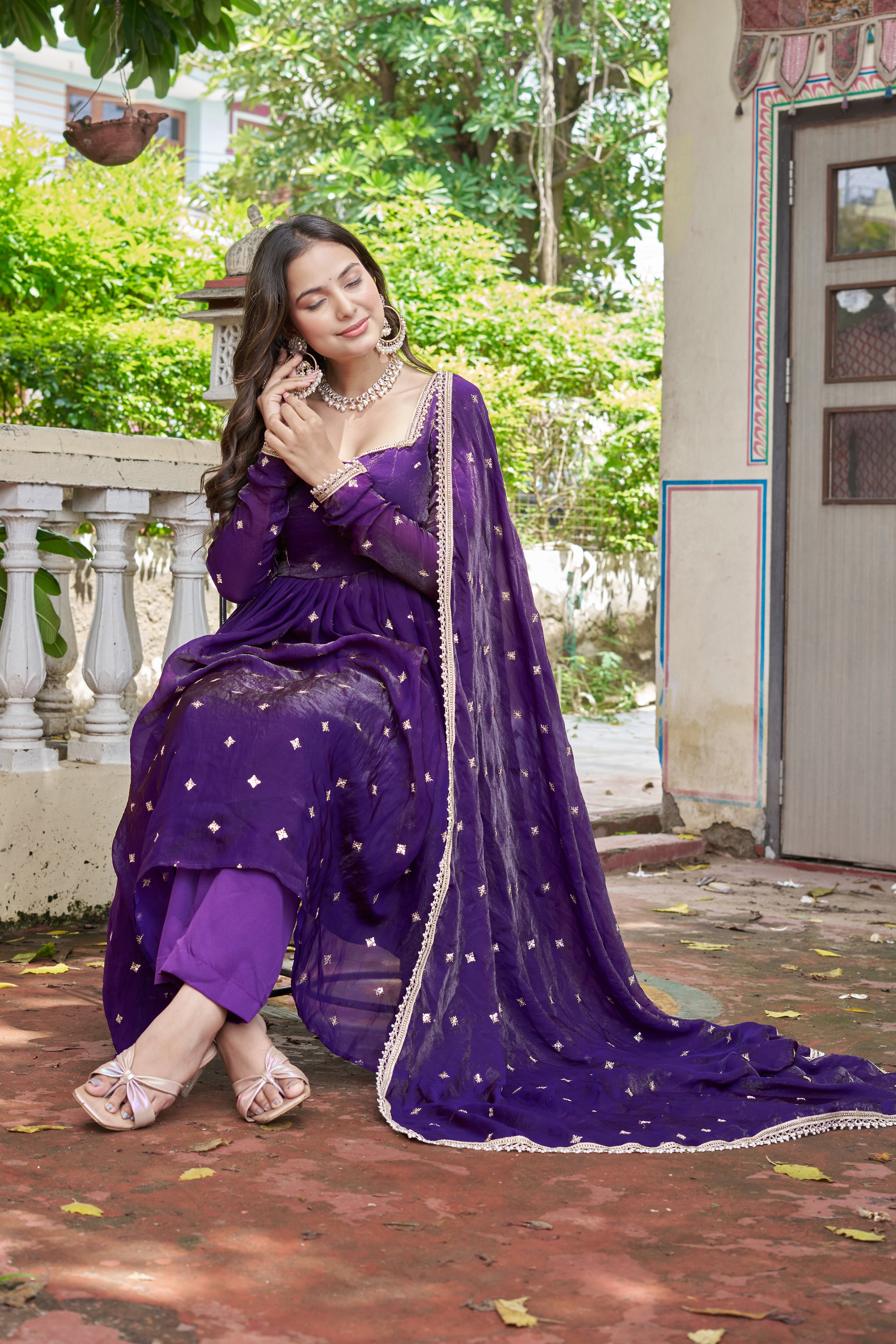 Indigo Color Fendy Silk Designer Suit | Nardev Fashion