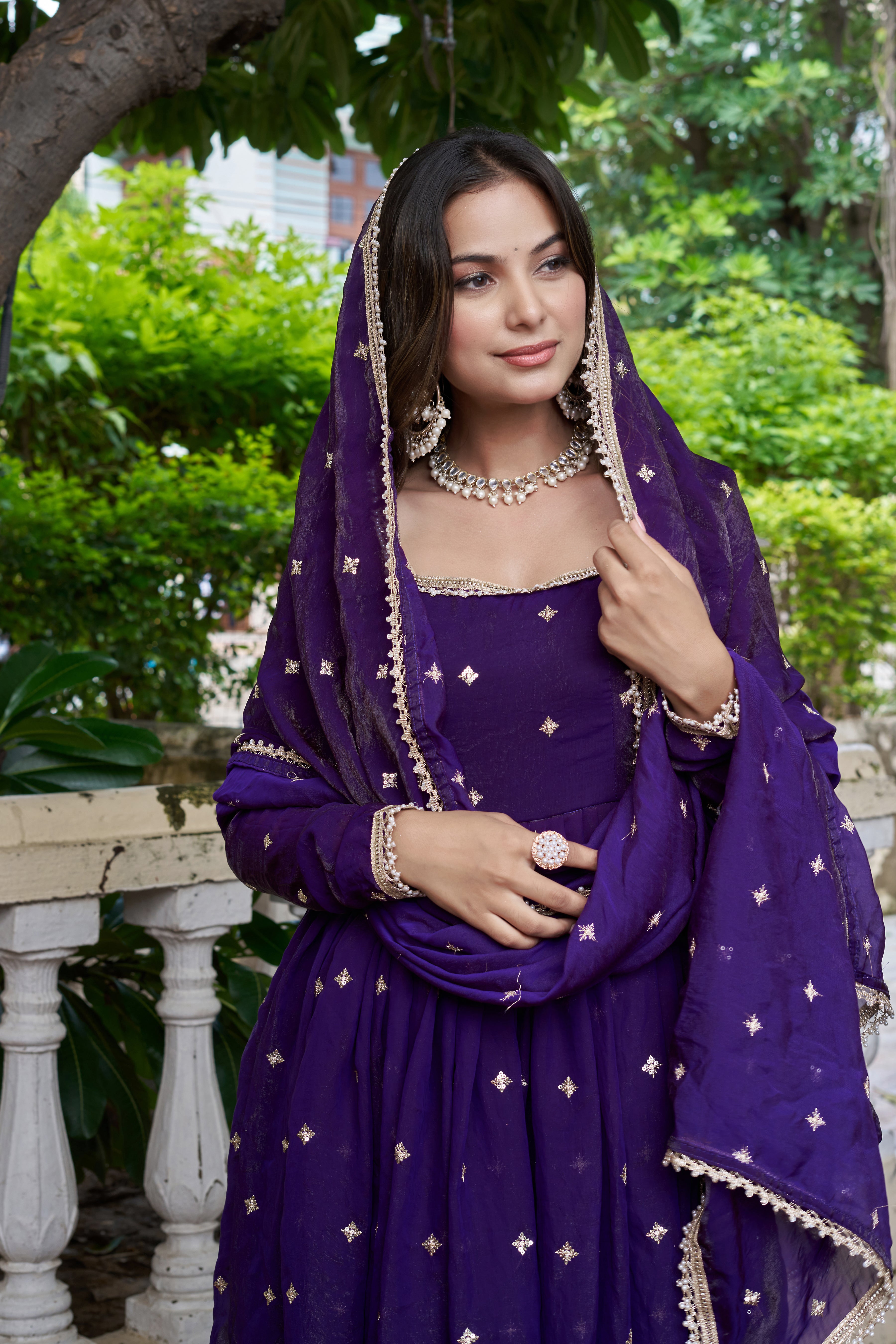Indigo Color Fendy Silk Designer Suit | Nardev Fashion