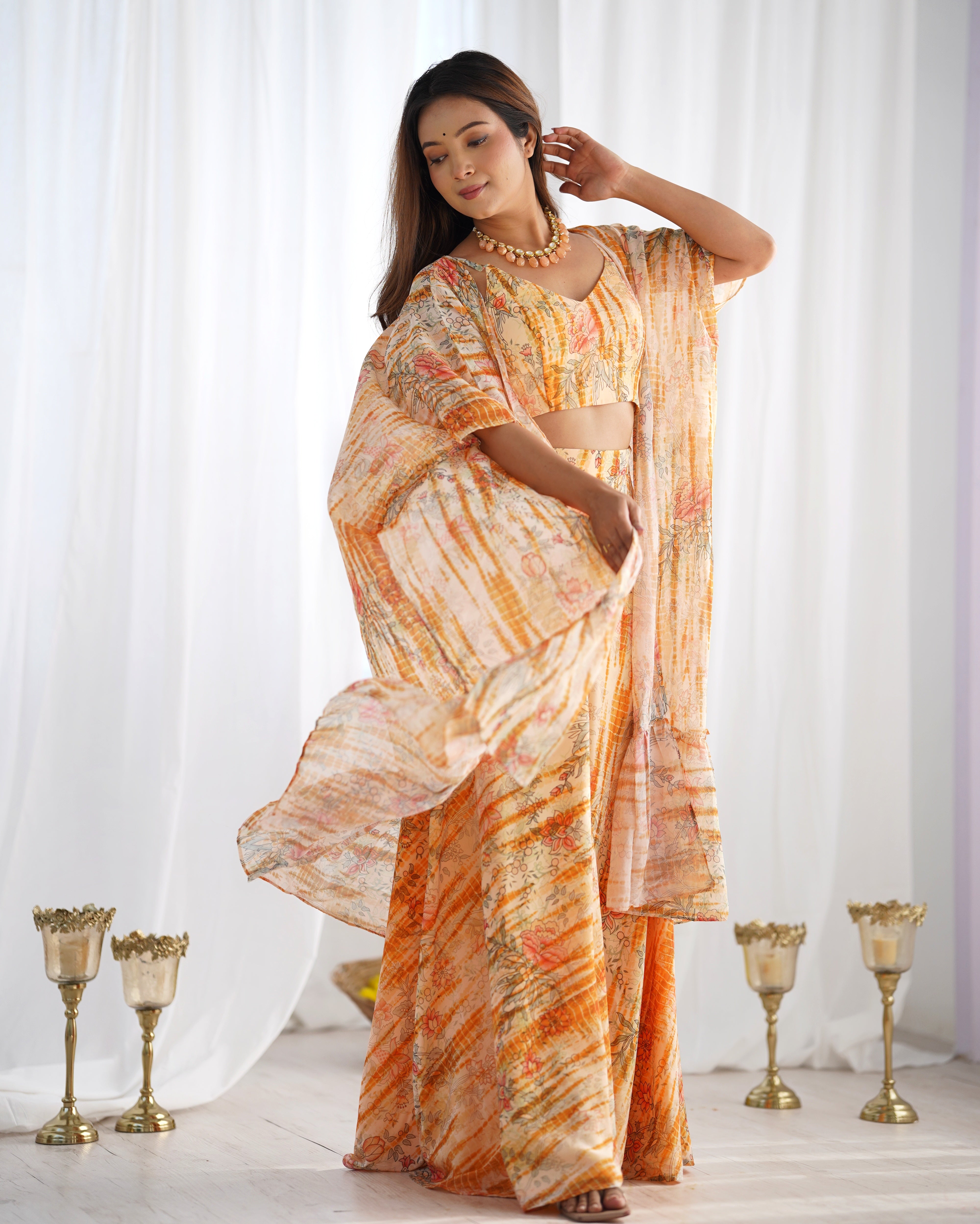 Indo-Western Shrug Palazzo Set for Weddings | Ready to Wear | Nardev Fashion