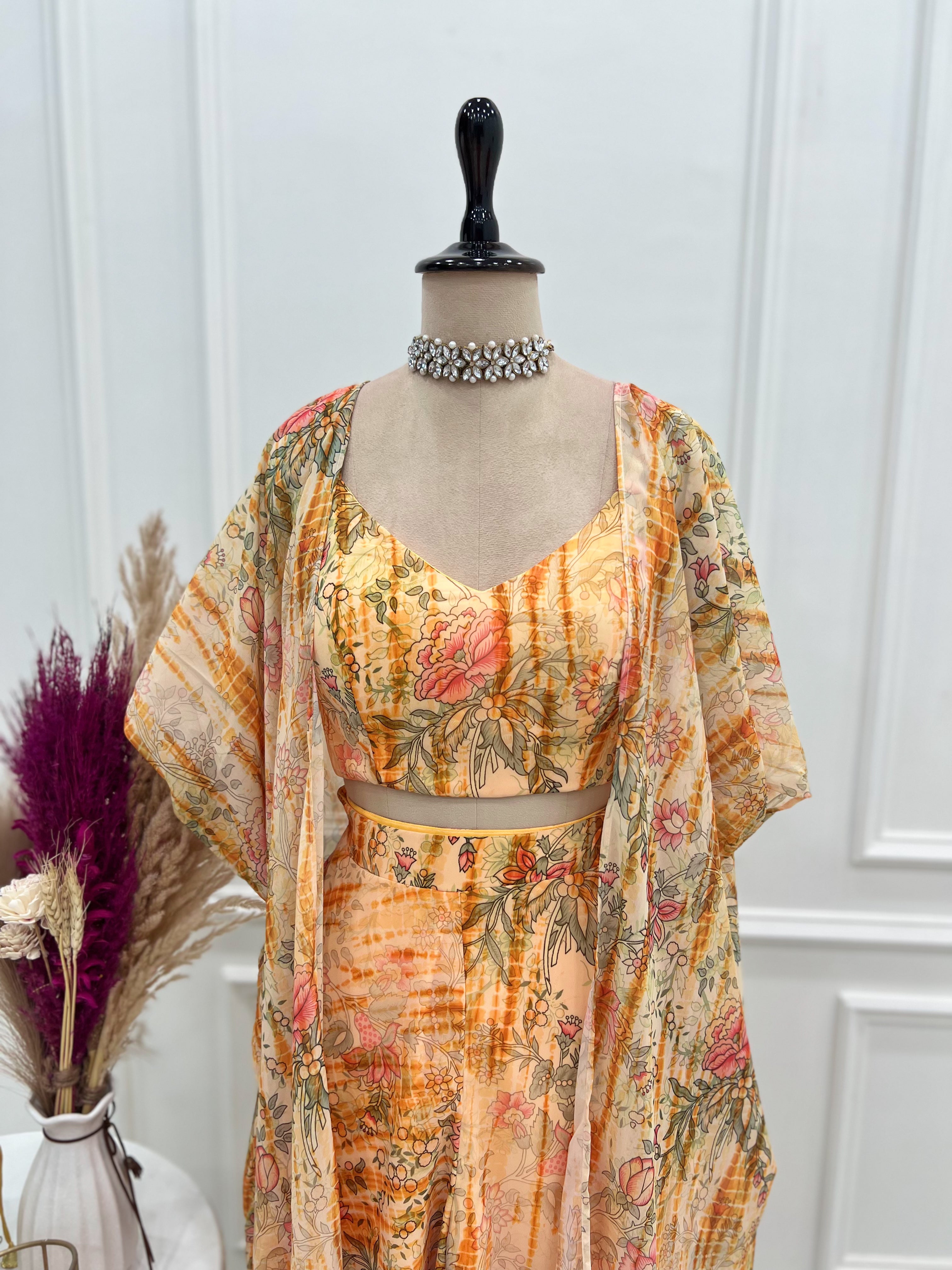 Indo-Western Shrug Palazzo Set for Weddings | Ready to Wear | Nardev Fashion