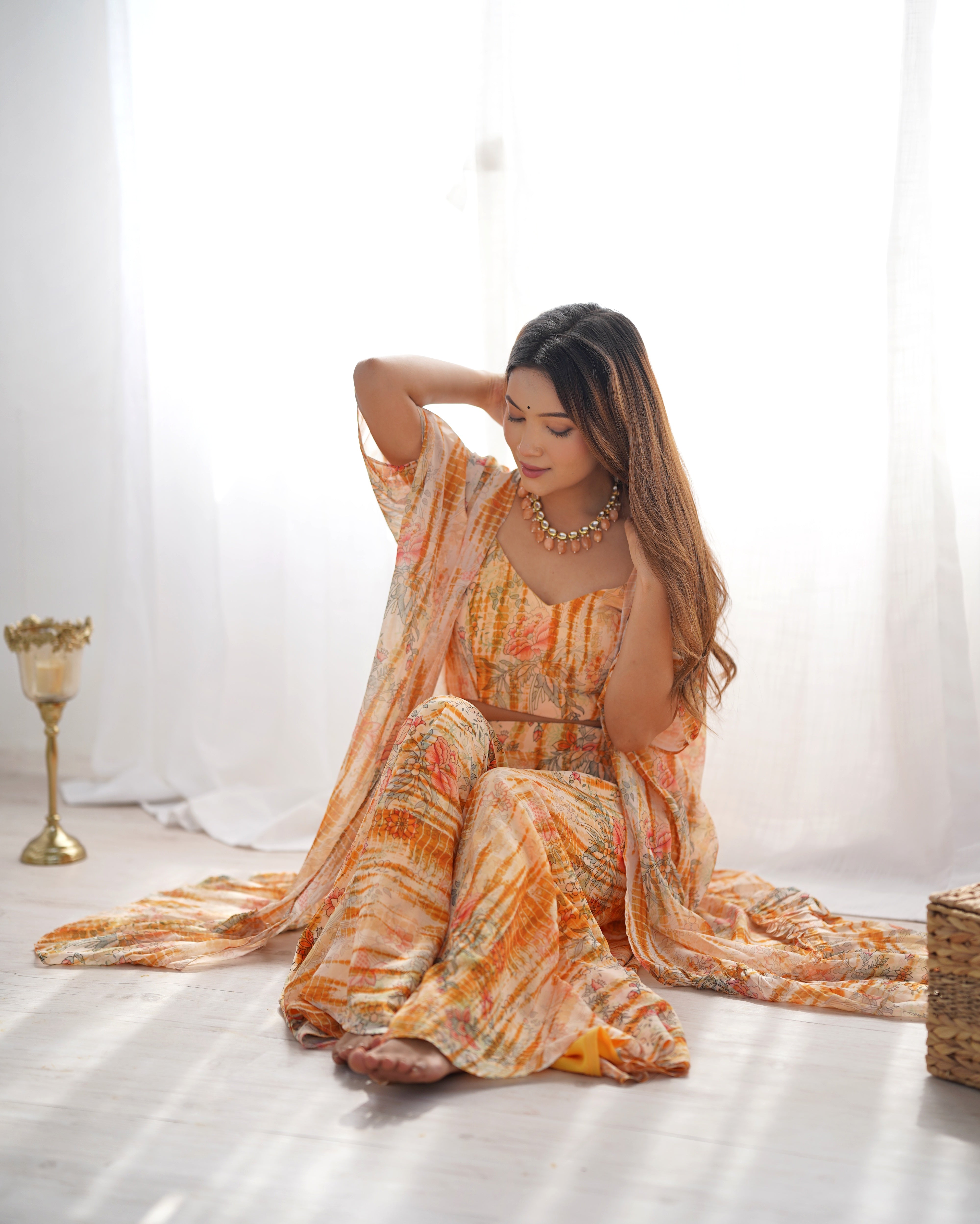 Indo-Western Shrug Palazzo Set for Weddings | Ready to Wear | Nardev Fashion