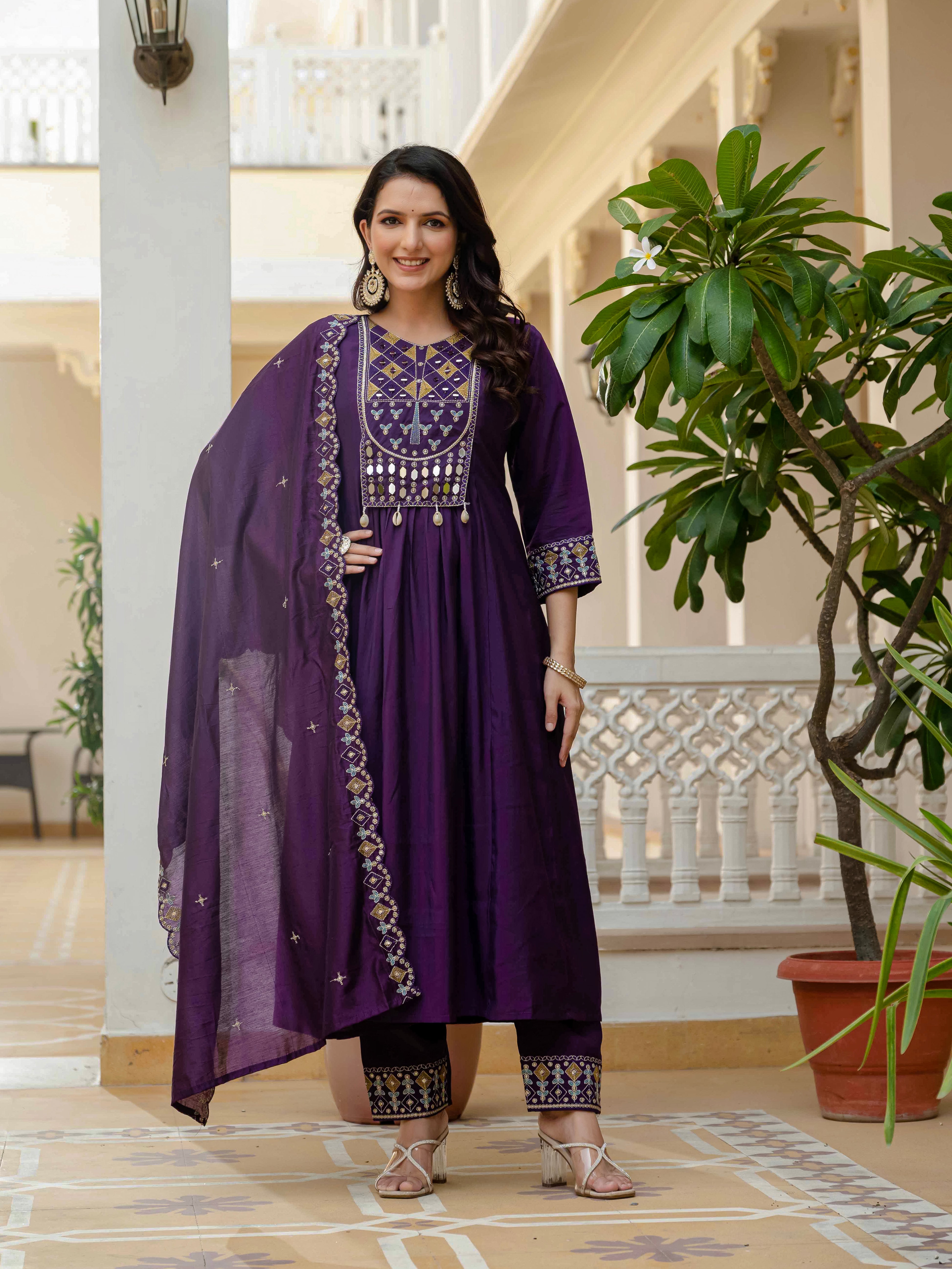 Jaypur Patywear Purple Anarkali Kurti Set | Nardev Fashion