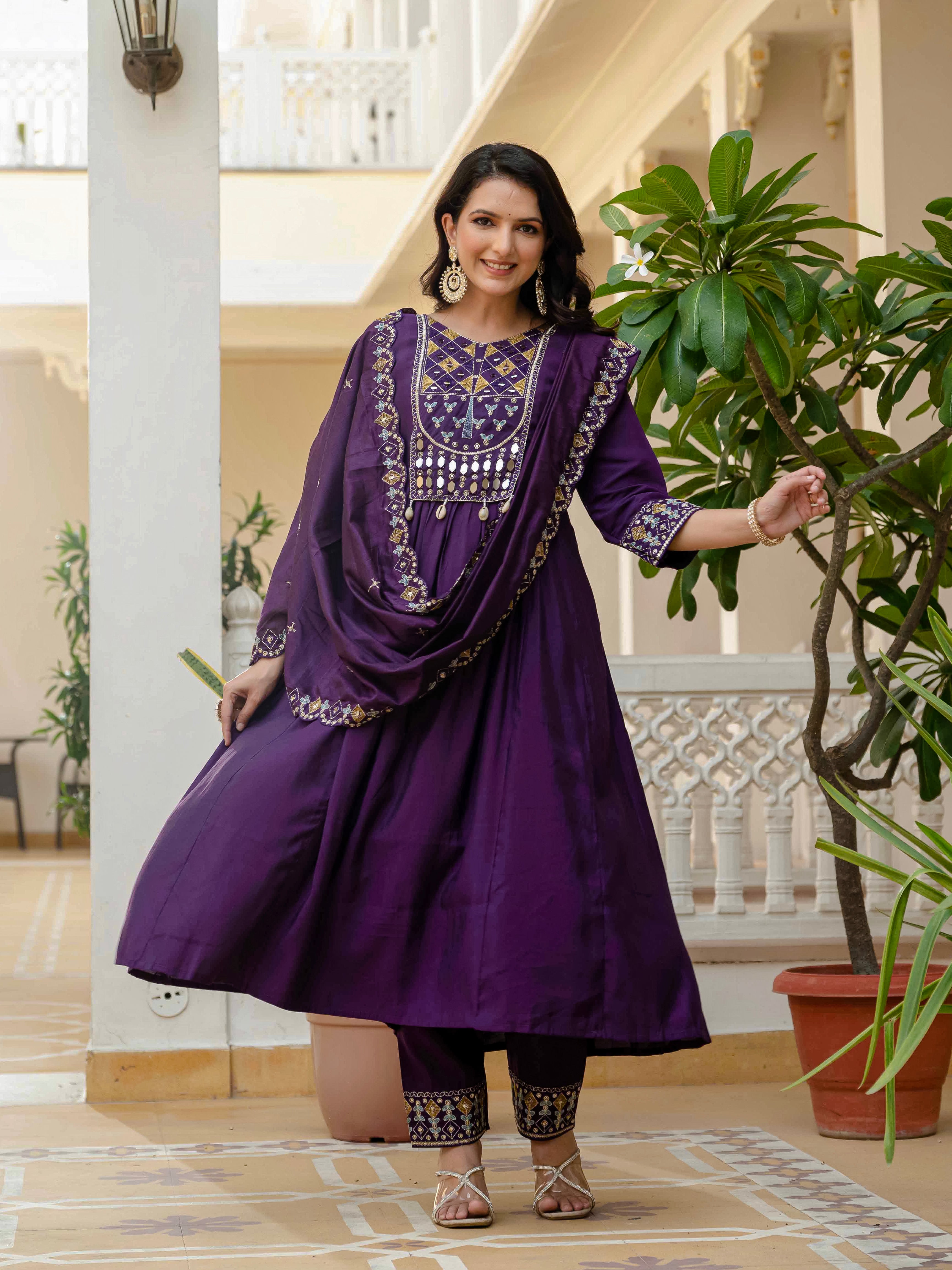 Jaypur Patywear Purple Anarkali Kurti Set | Nardev Fashion
