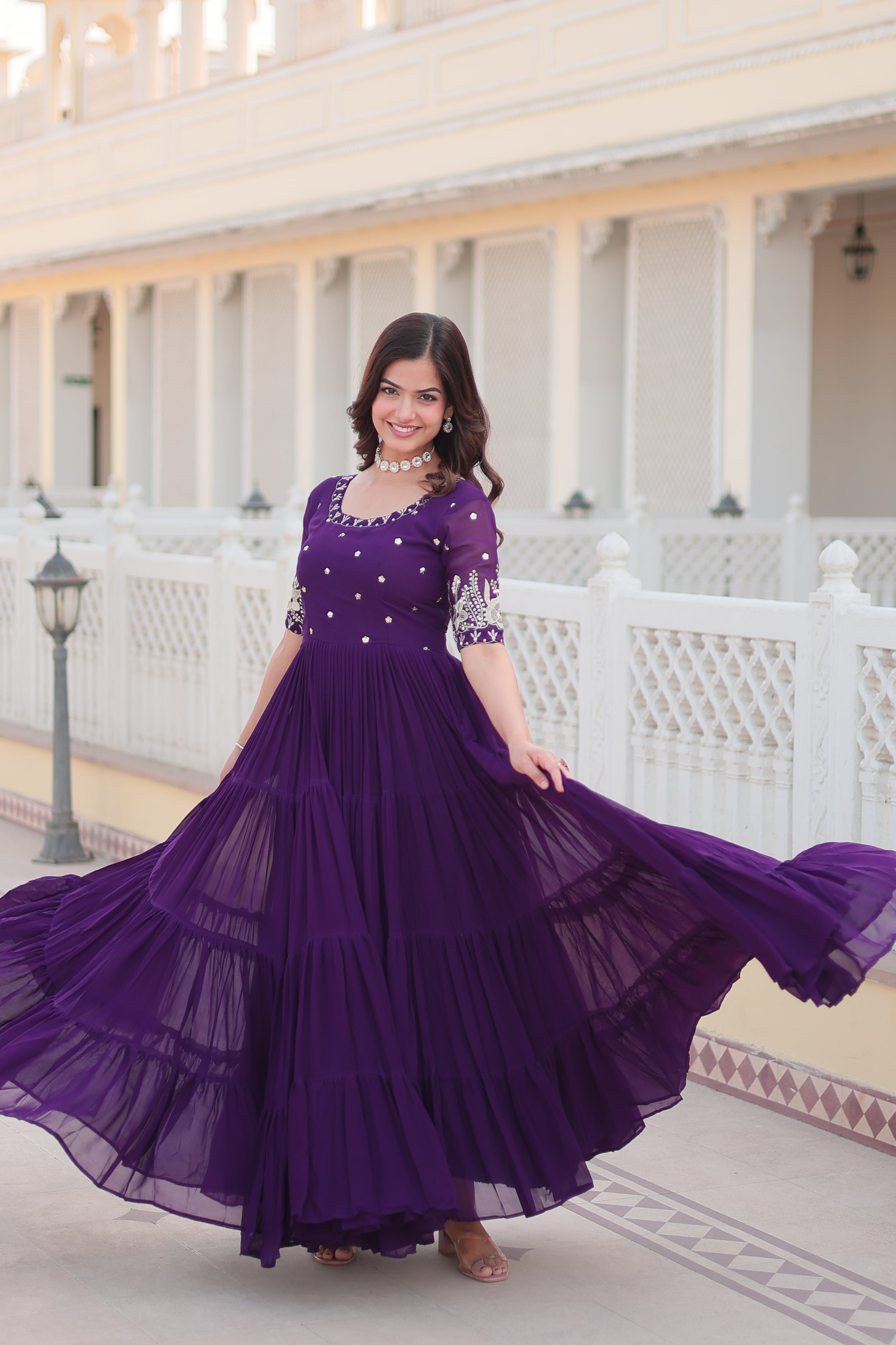 Round Neck Trending Partywear Gown