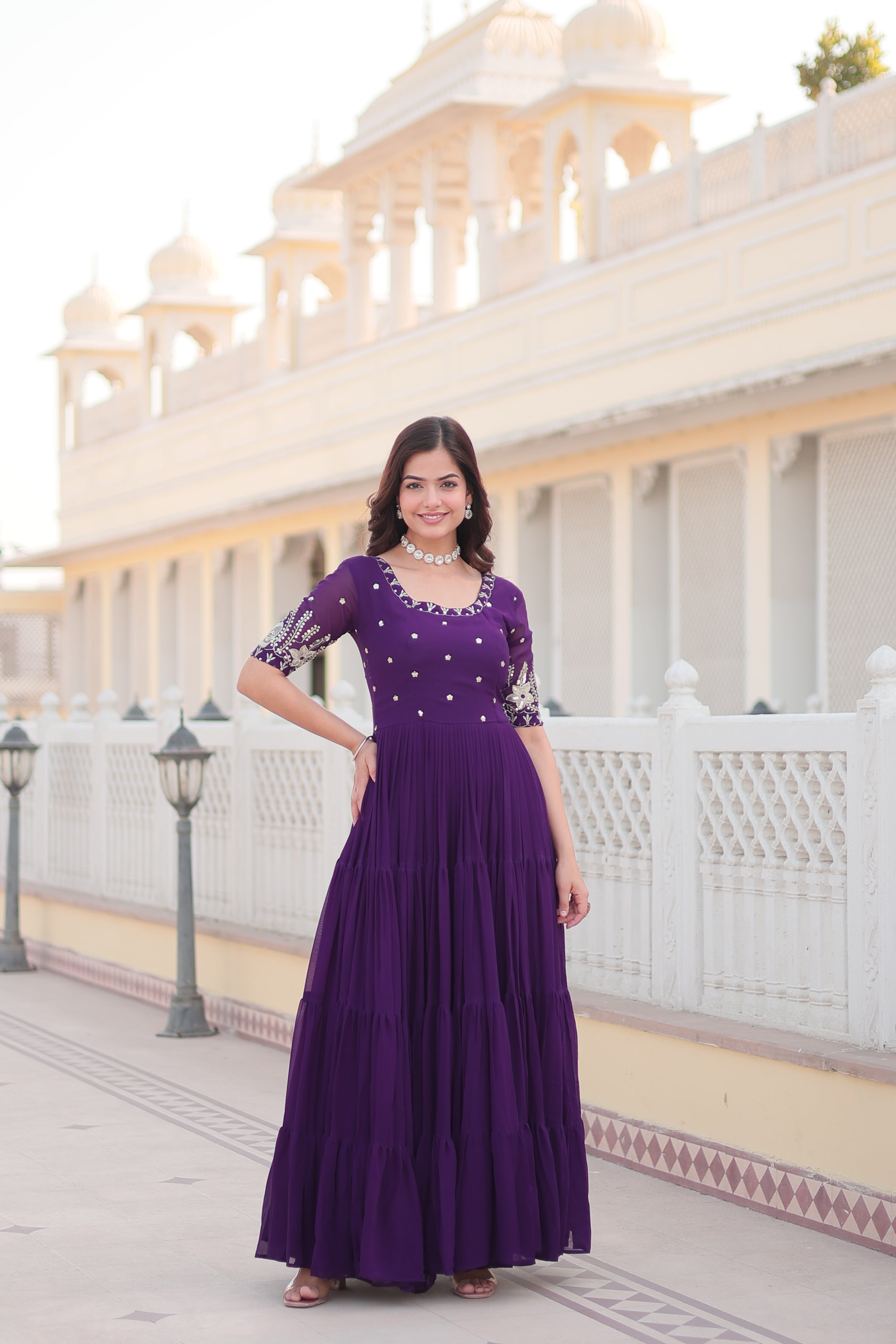 Round Neck Trending Partywear Gown