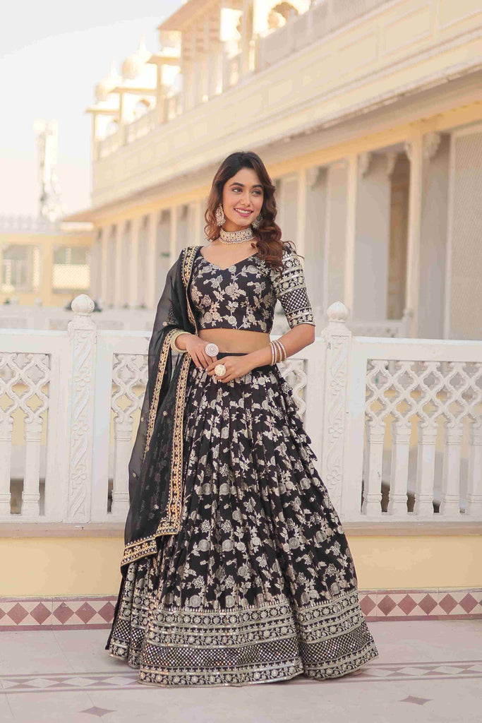 Vandana Sethi Pipe And Mirror Embroidered Blouse Lehenga Set | Women,  Lehengas, Fusion Lehengas, Printed Lehengas, Black, Abstract,… | Lehenga,  Fashion, Aza fashion