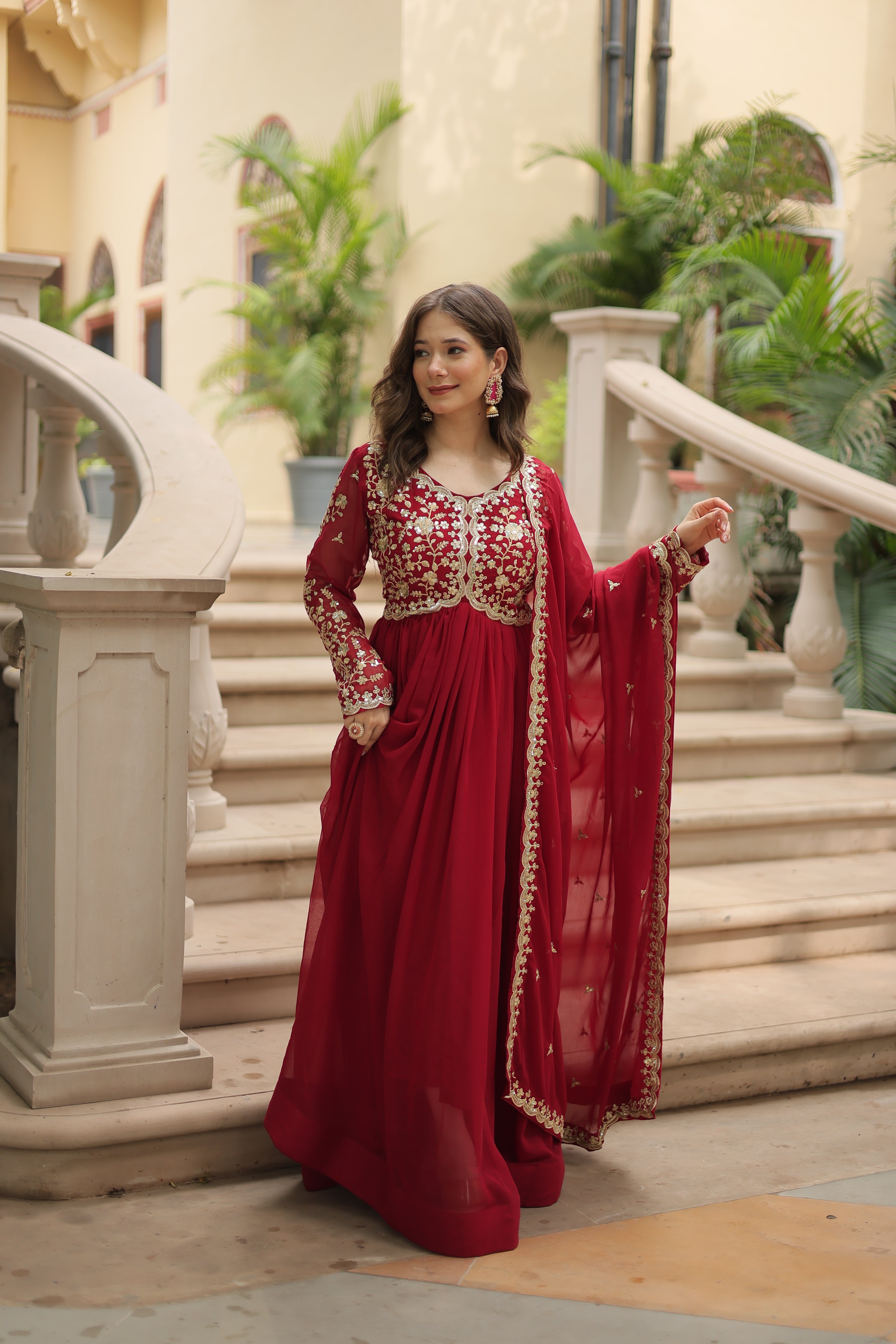 Karva Chauth Inspired Anarkali Outfit for Indian Women