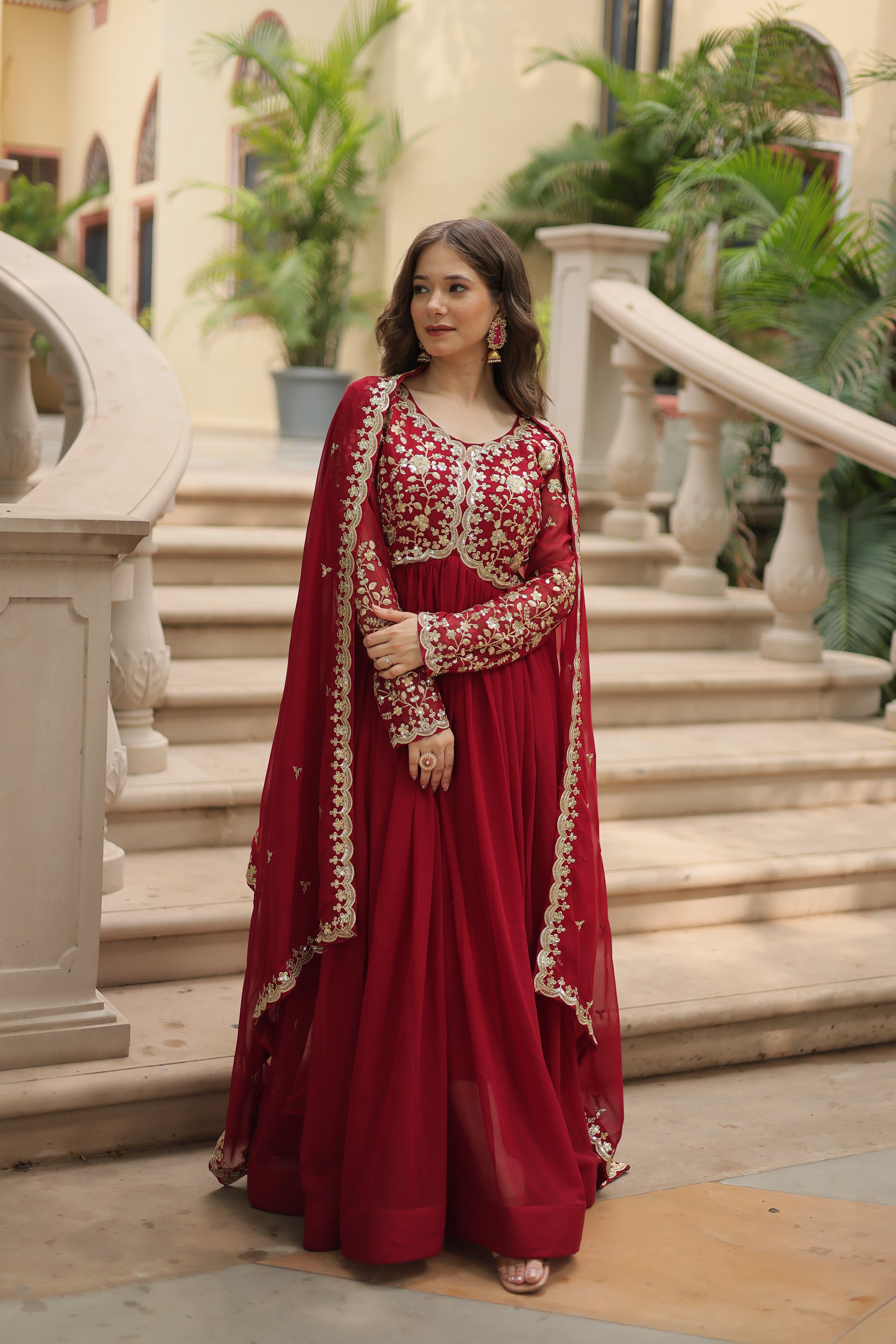 Karva Chauth Inspired Anarkali Outfit for Indian Women