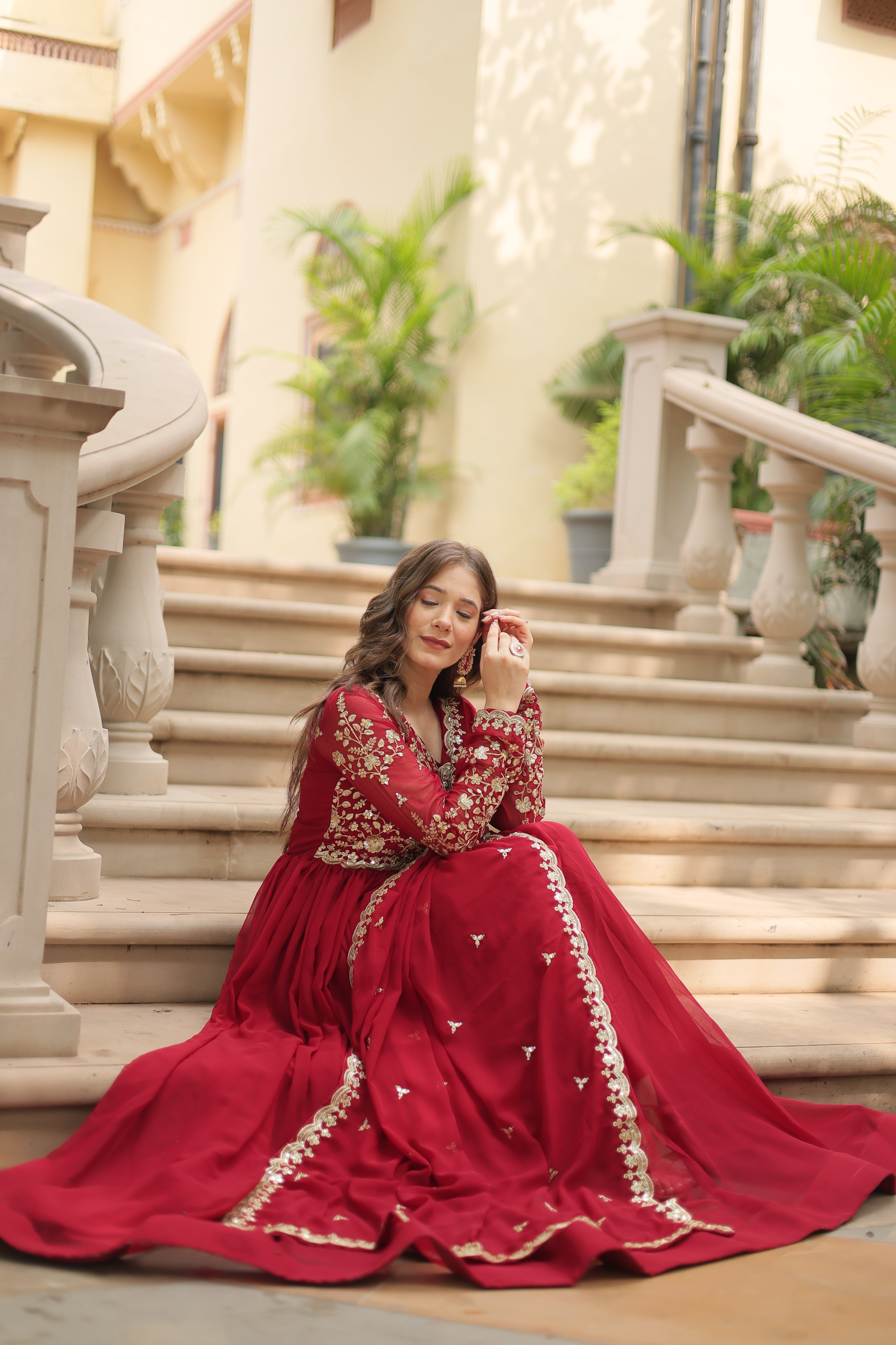 Karva Chauth Inspired Anarkali Outfit for Indian Women