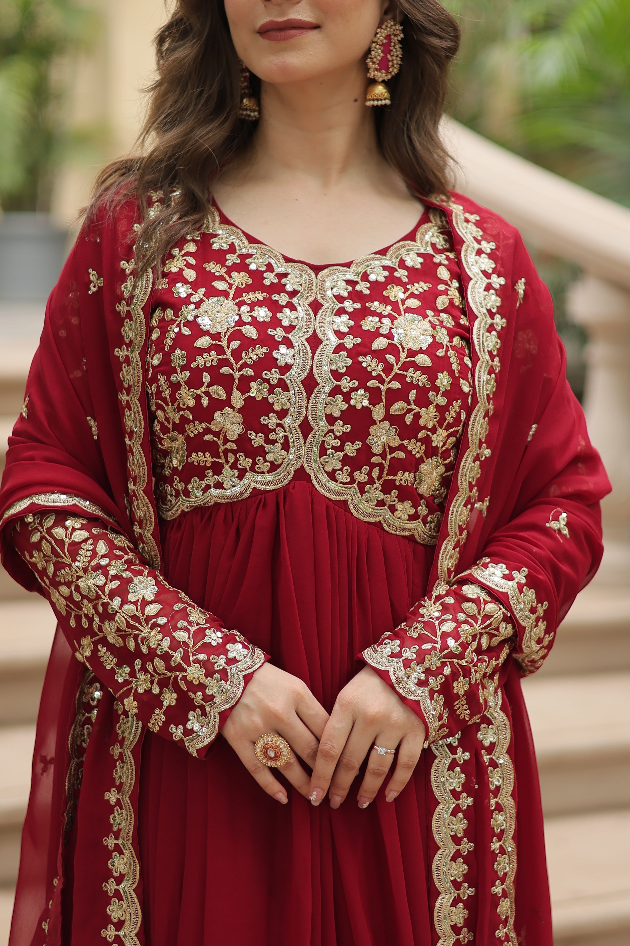 Karva Chauth Inspired Anarkali Outfit for Indian Women