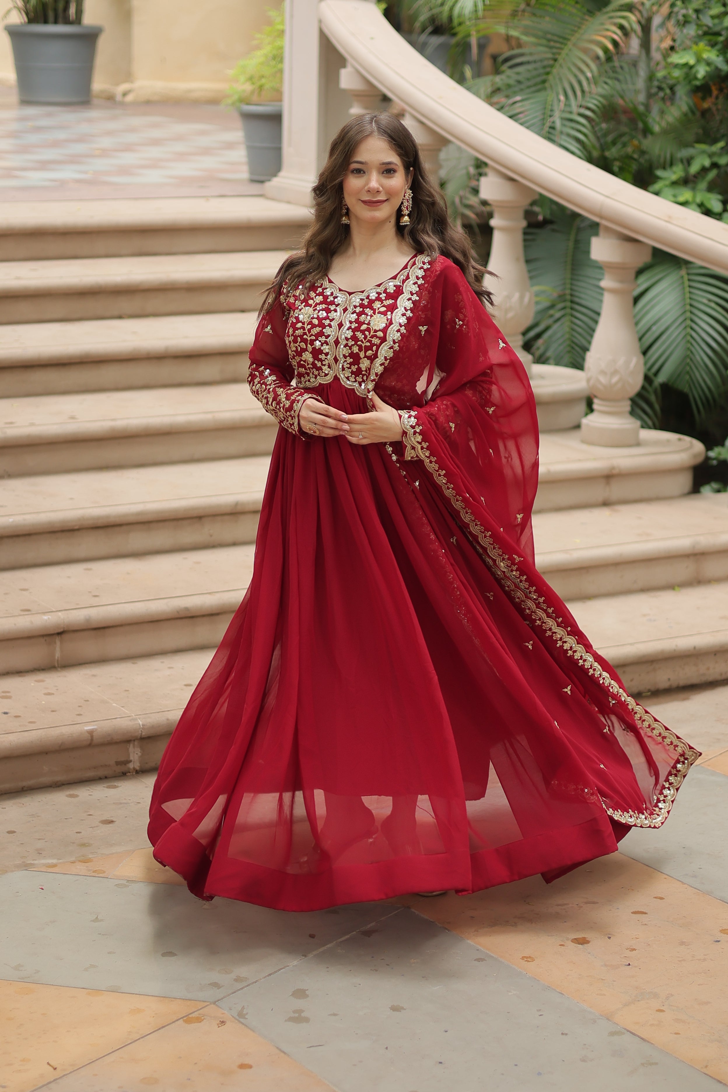 Karva Chauth Inspired Anarkali Outfit for Indian Women