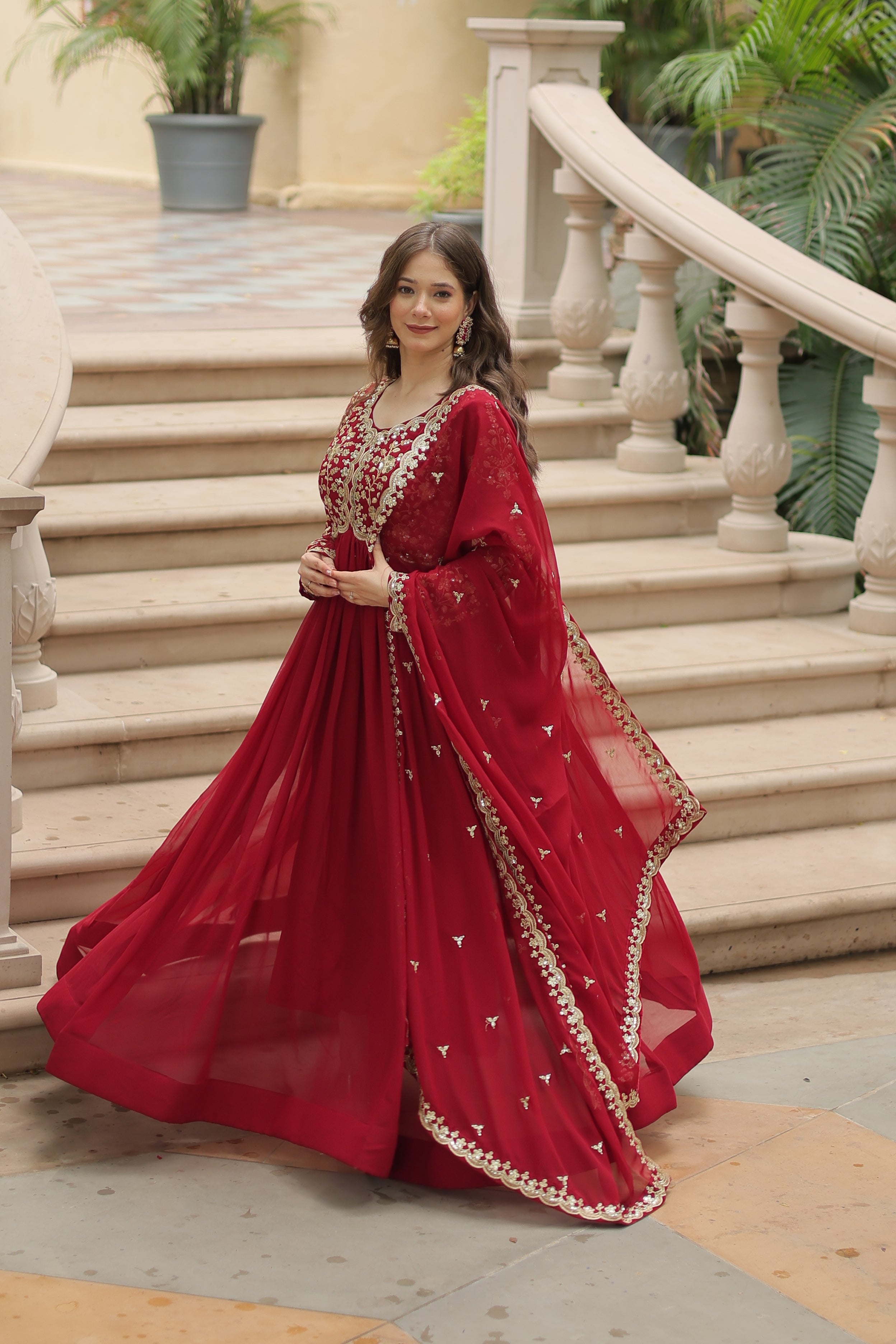 Karva Chauth Inspired Anarkali Outfit for Indian Women