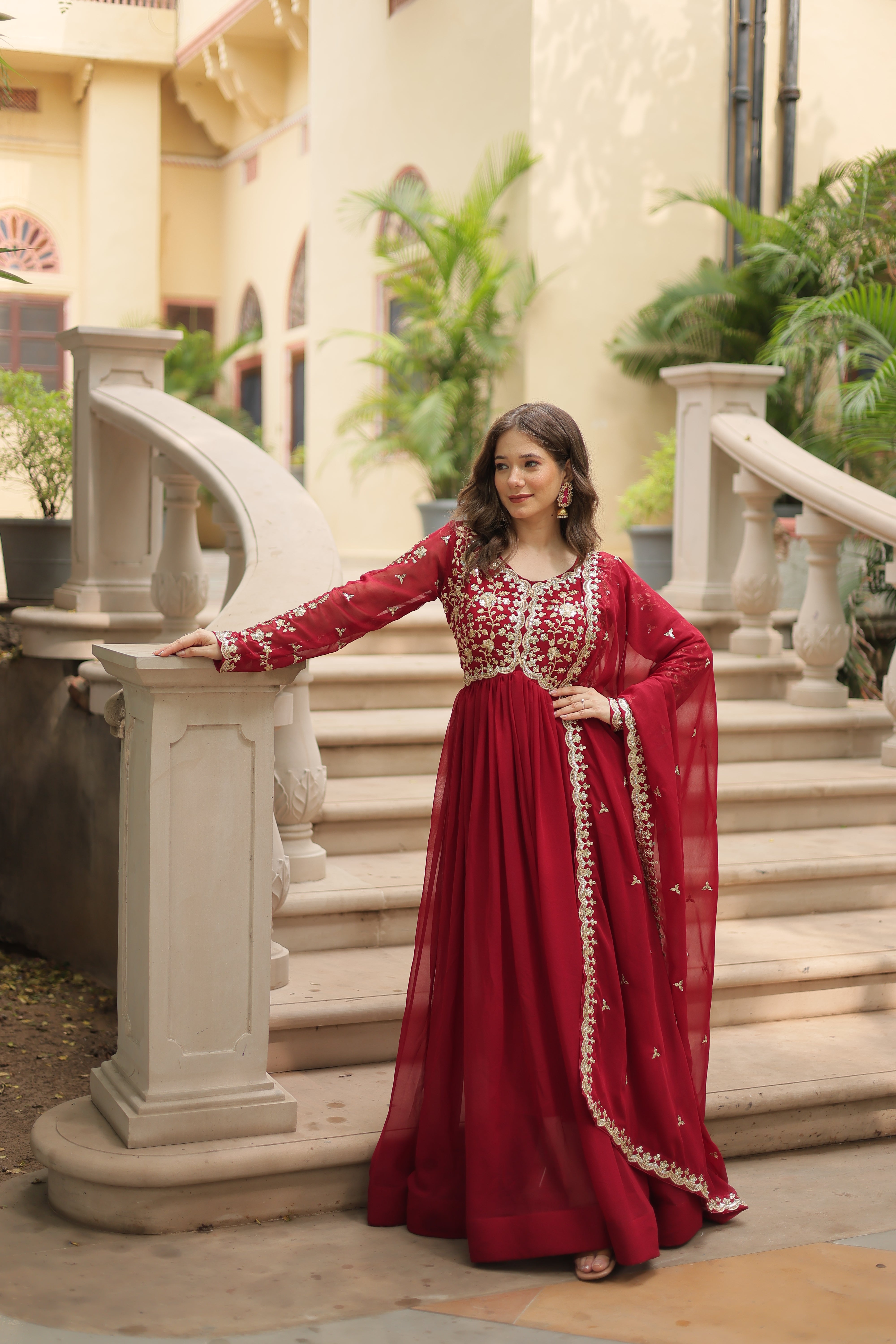 Karva Chauth Inspired Anarkali Outfit for Indian Women