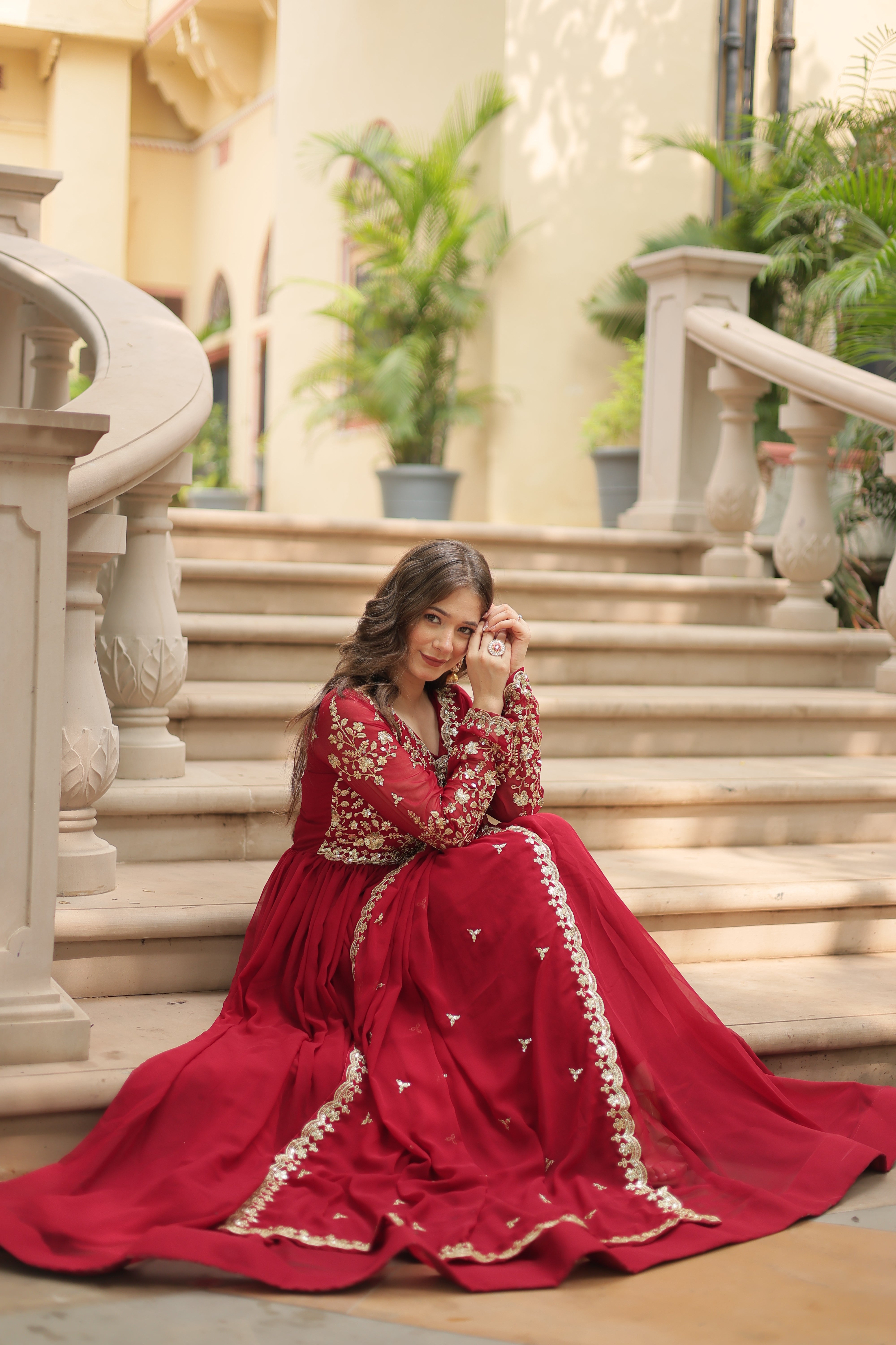 Karva Chauth Inspired Anarkali Outfit for Indian Women