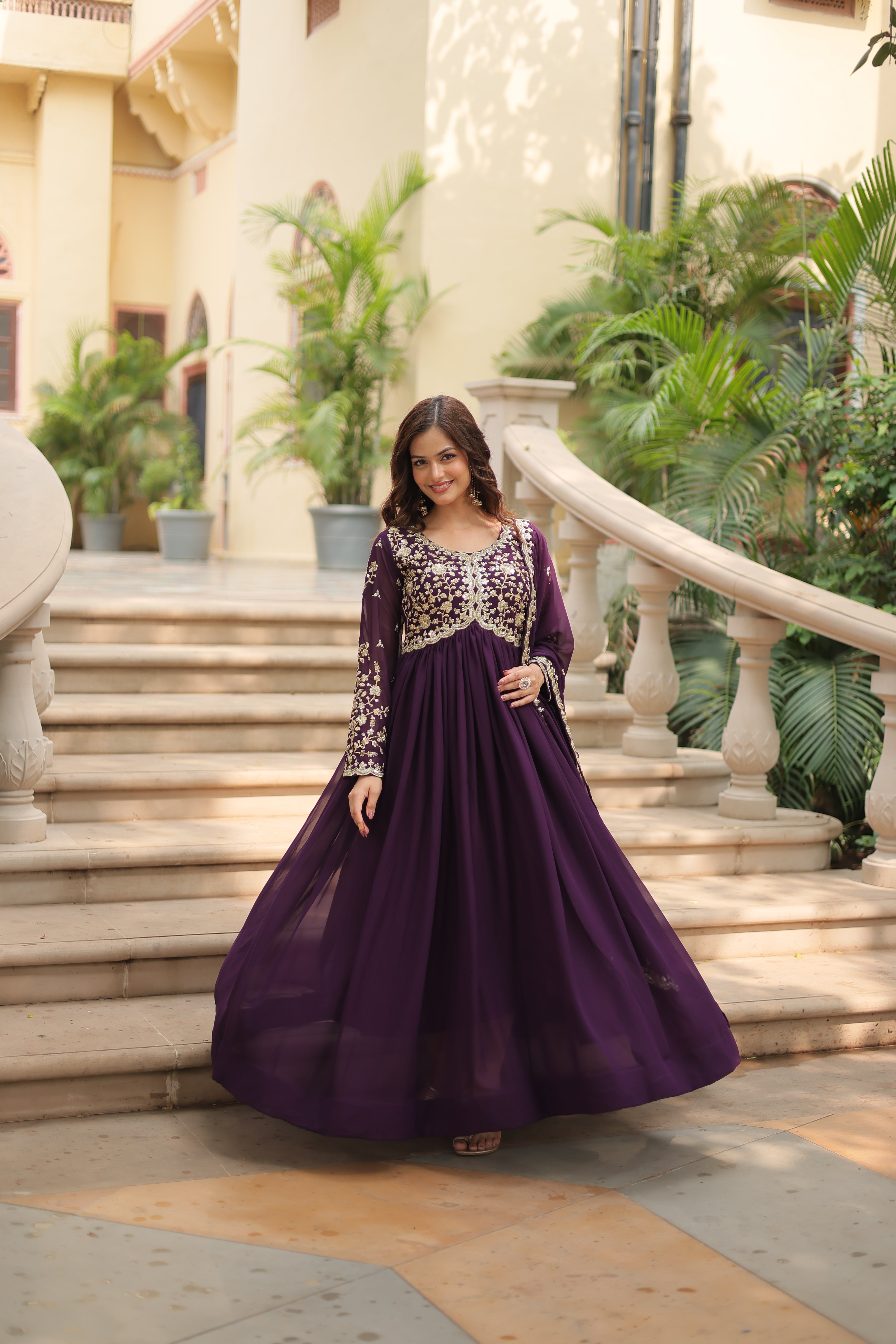 Karva Chauth Inspired Anarkali Outfit for Indian Women