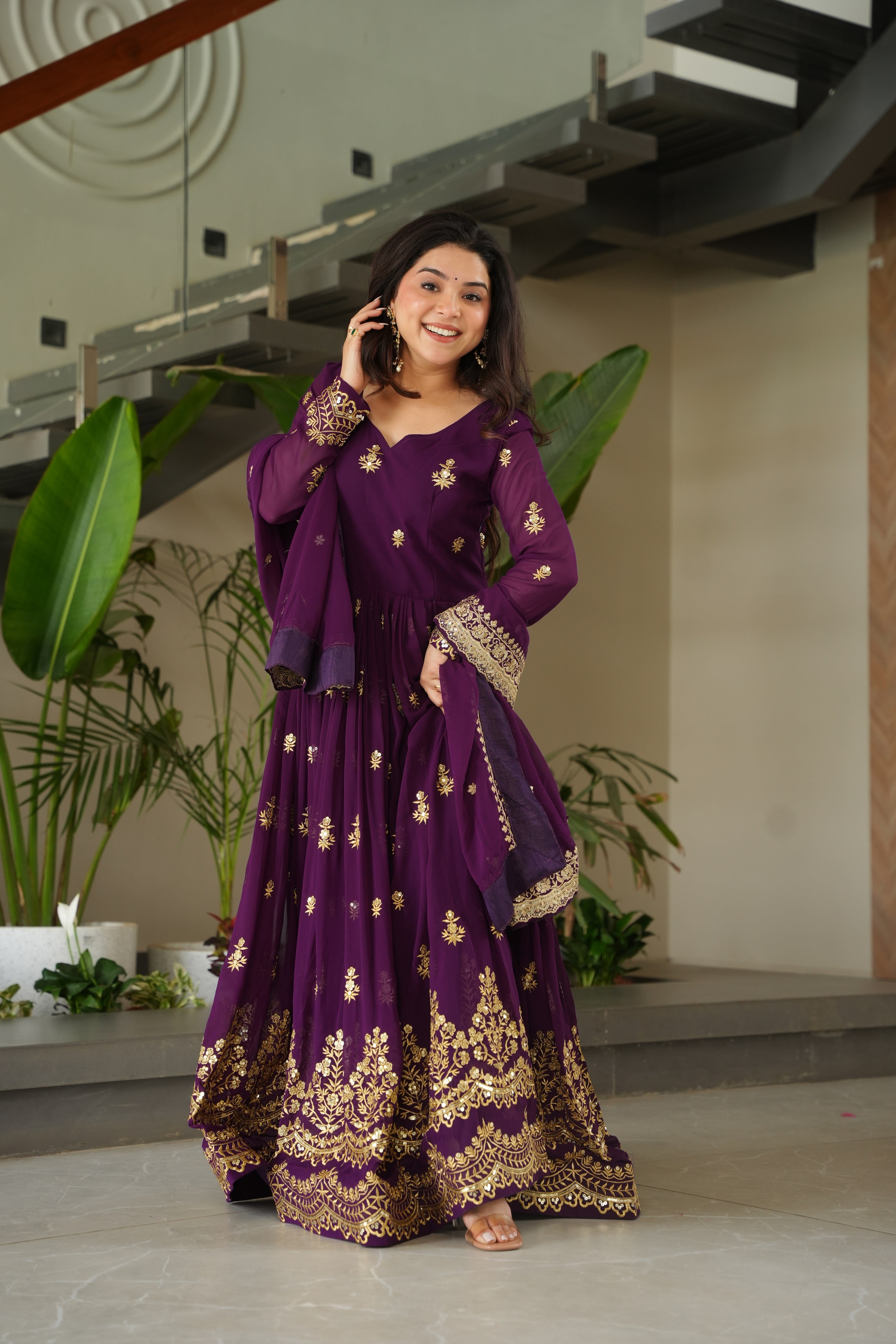 Purple Color Ready to Wear Ethnic Dress | Nardev Fashion