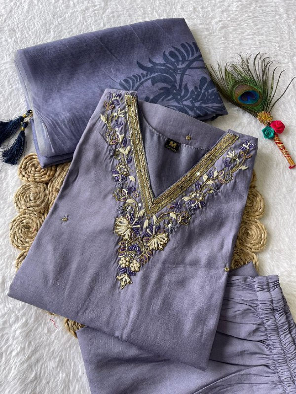 Lavender Exclusive Handwork Kurti