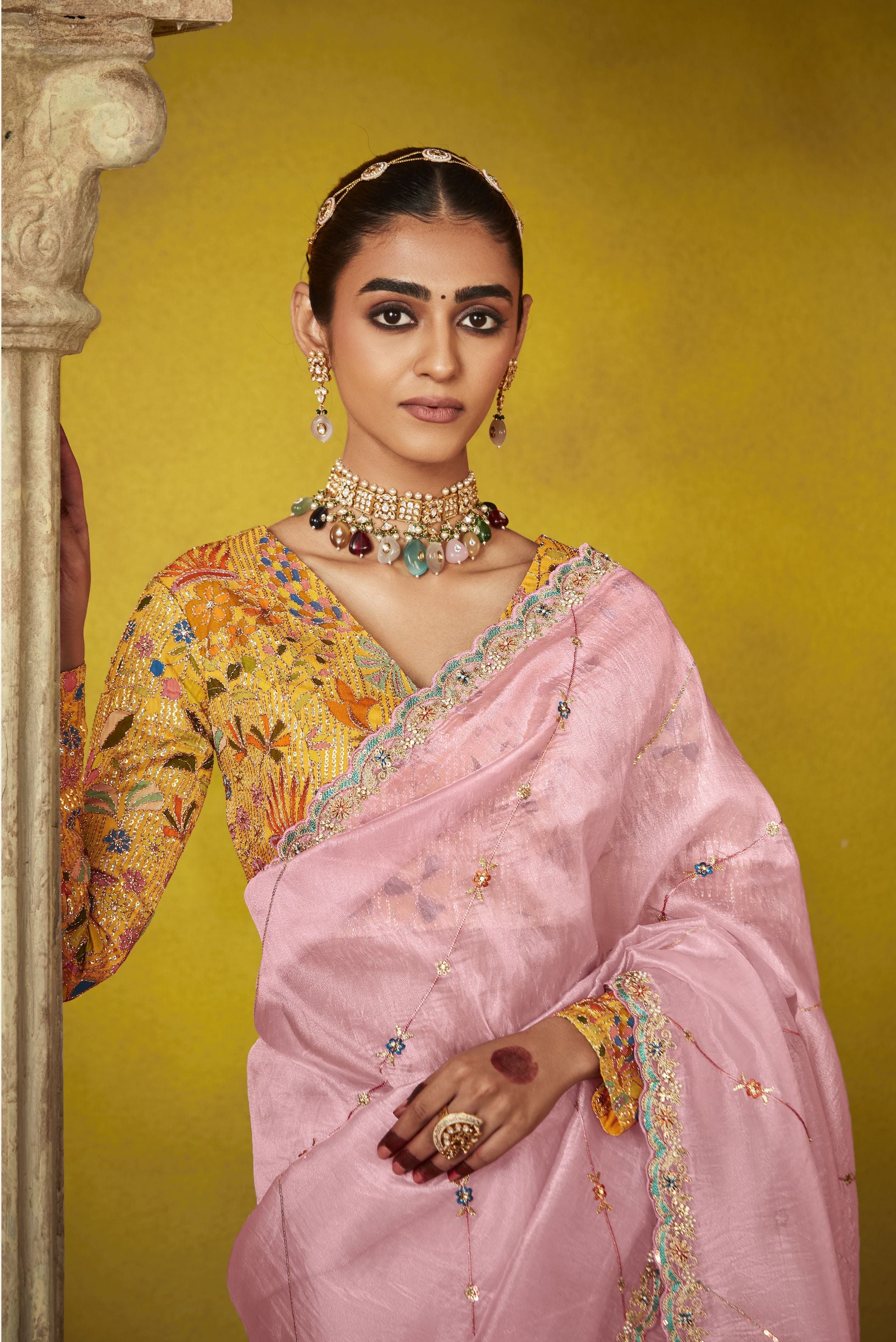 Light Pink Letest Style Tissue Saree