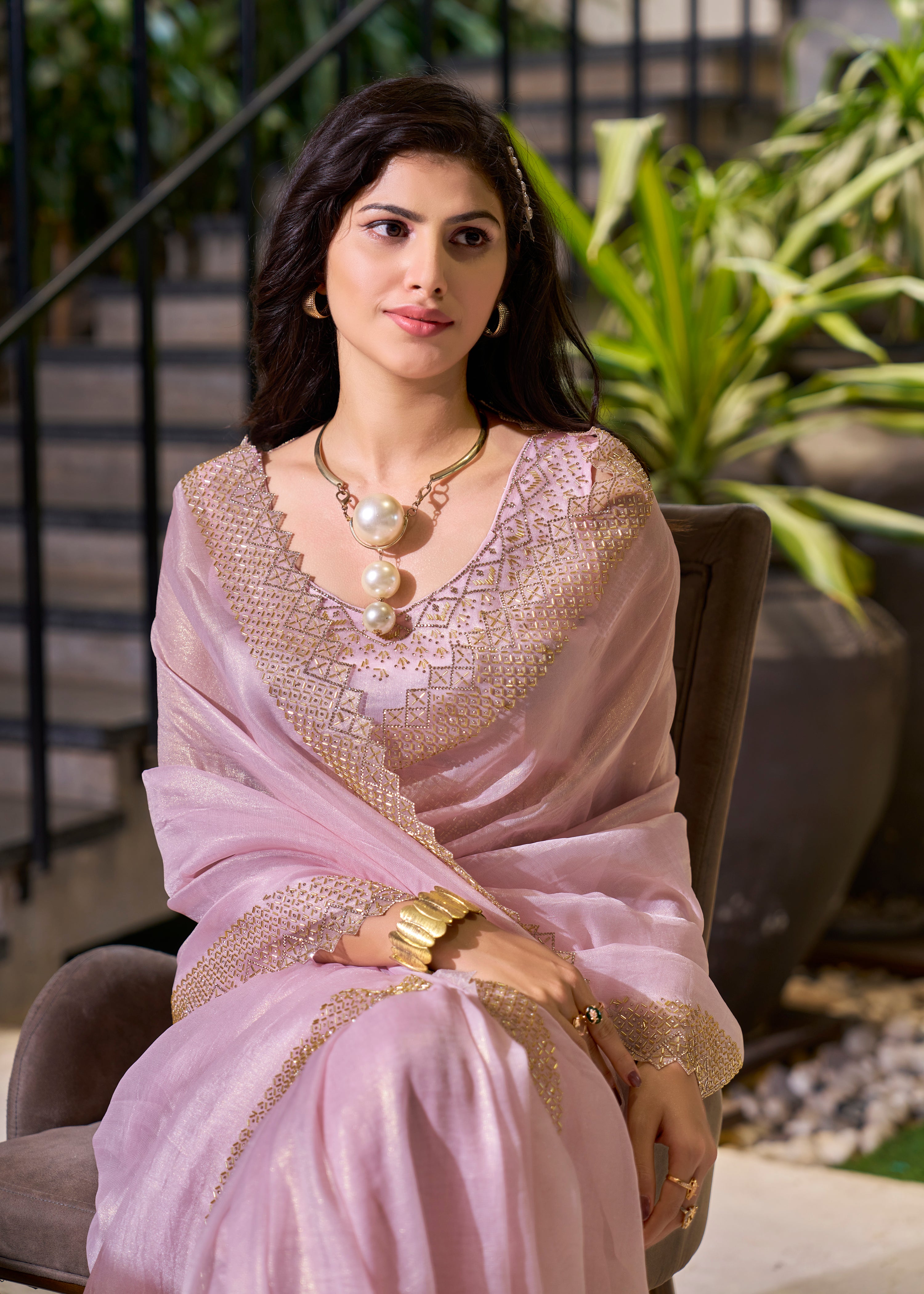 Light Pink Saree For Party Wear