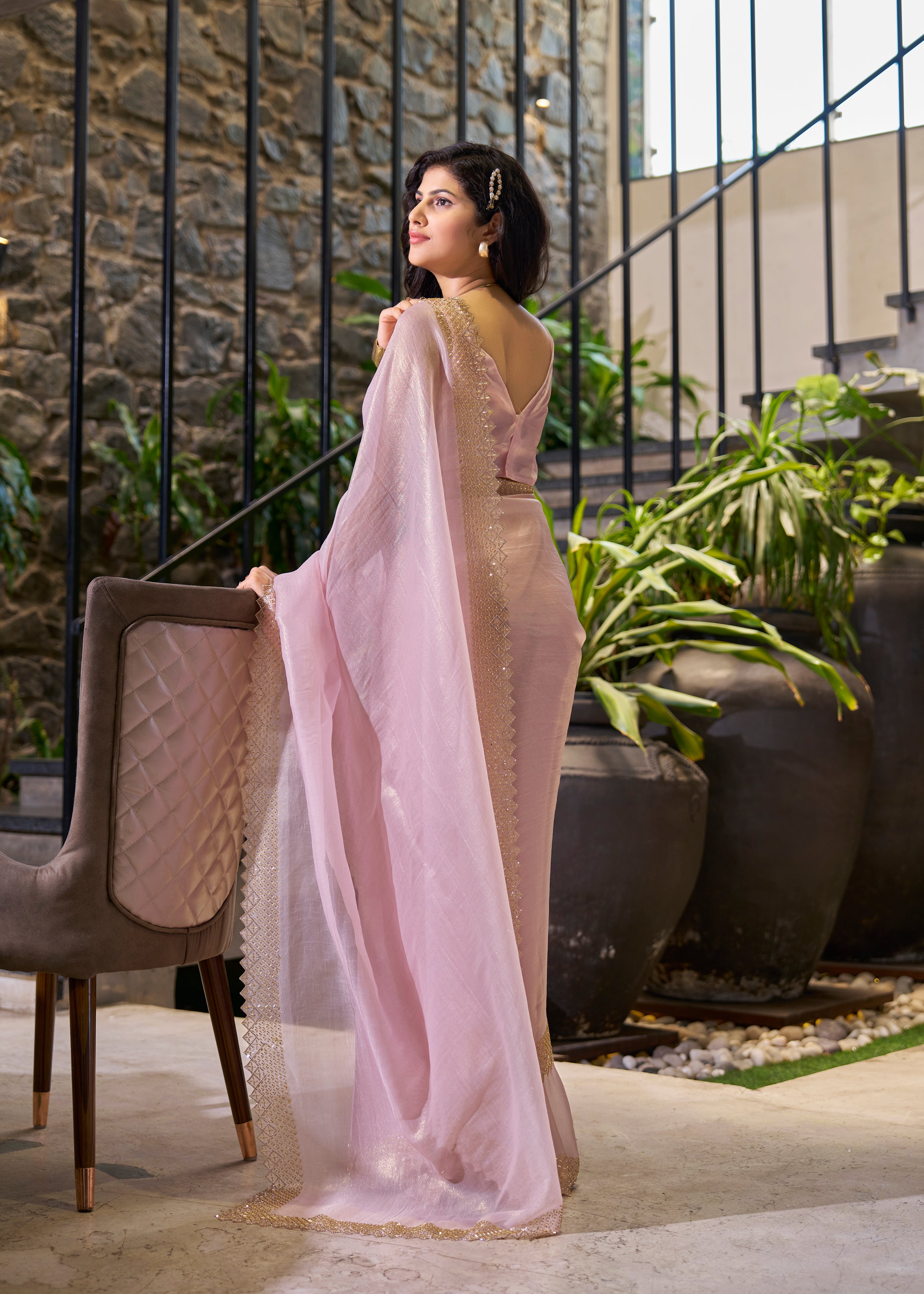 Light Pink Saree For Party Wear