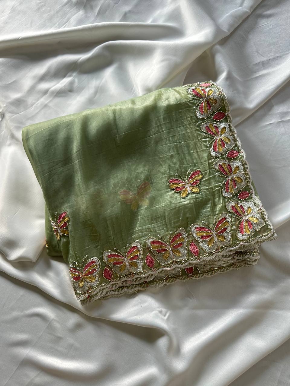 Pastel Organza Saree for Mehendi & Sangeet – Nardev Fashion