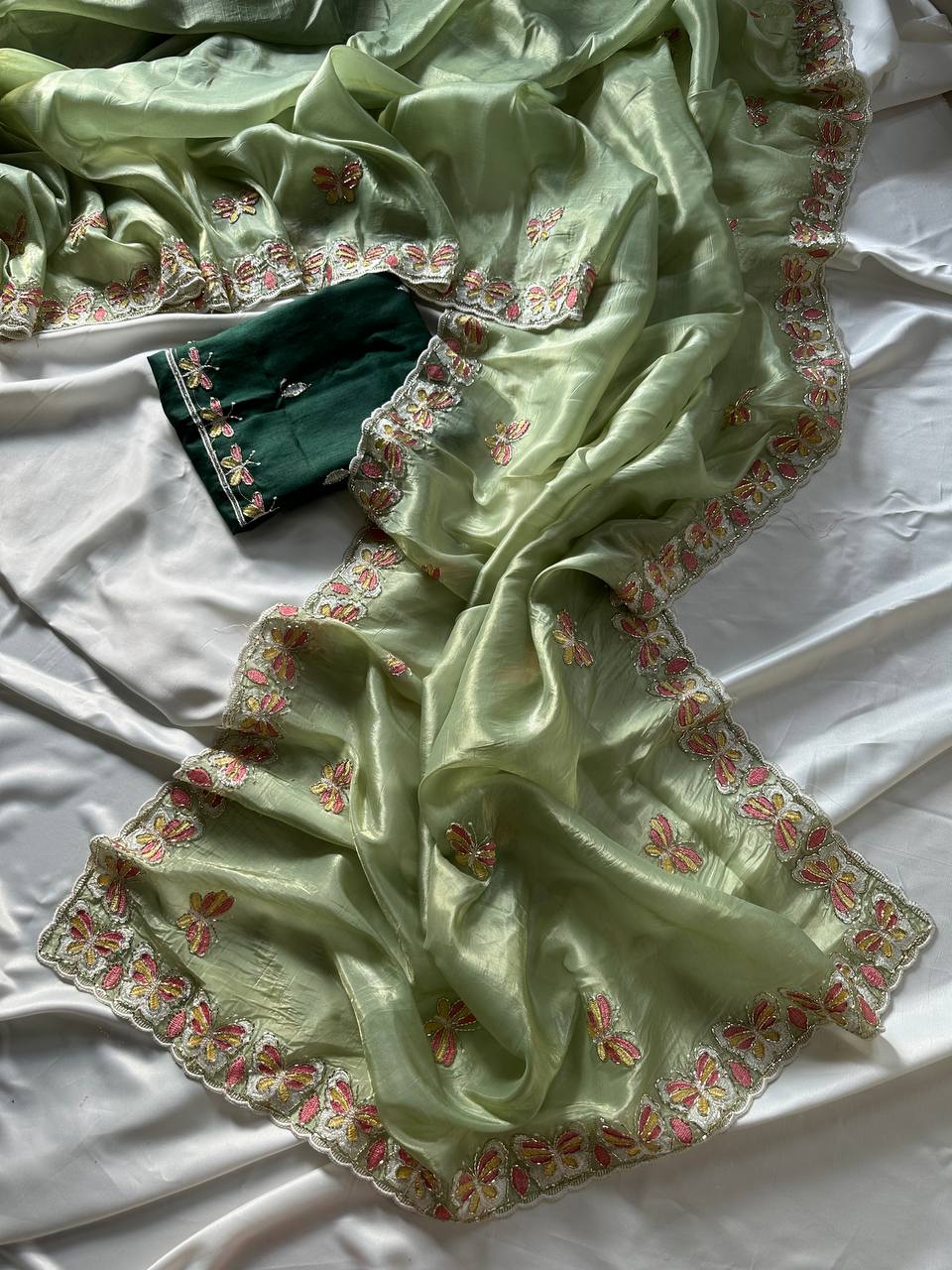 Pastel Organza Saree for Mehendi & Sangeet – Nardev Fashion