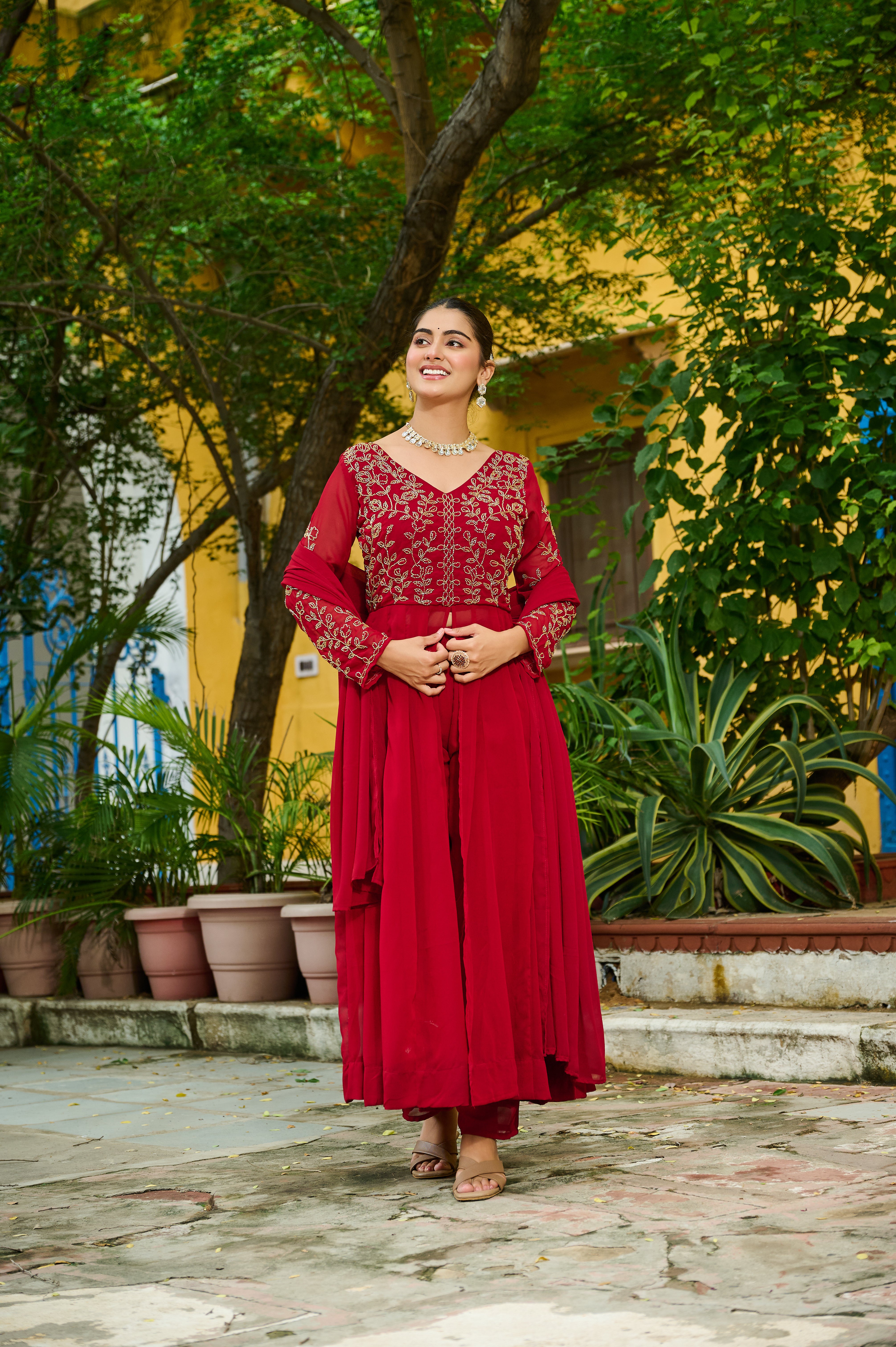 Maroon Color Designer Dress for Weddings | Nardev Fashion | Size : M L XL XXL | Ready to Wear Pose 3