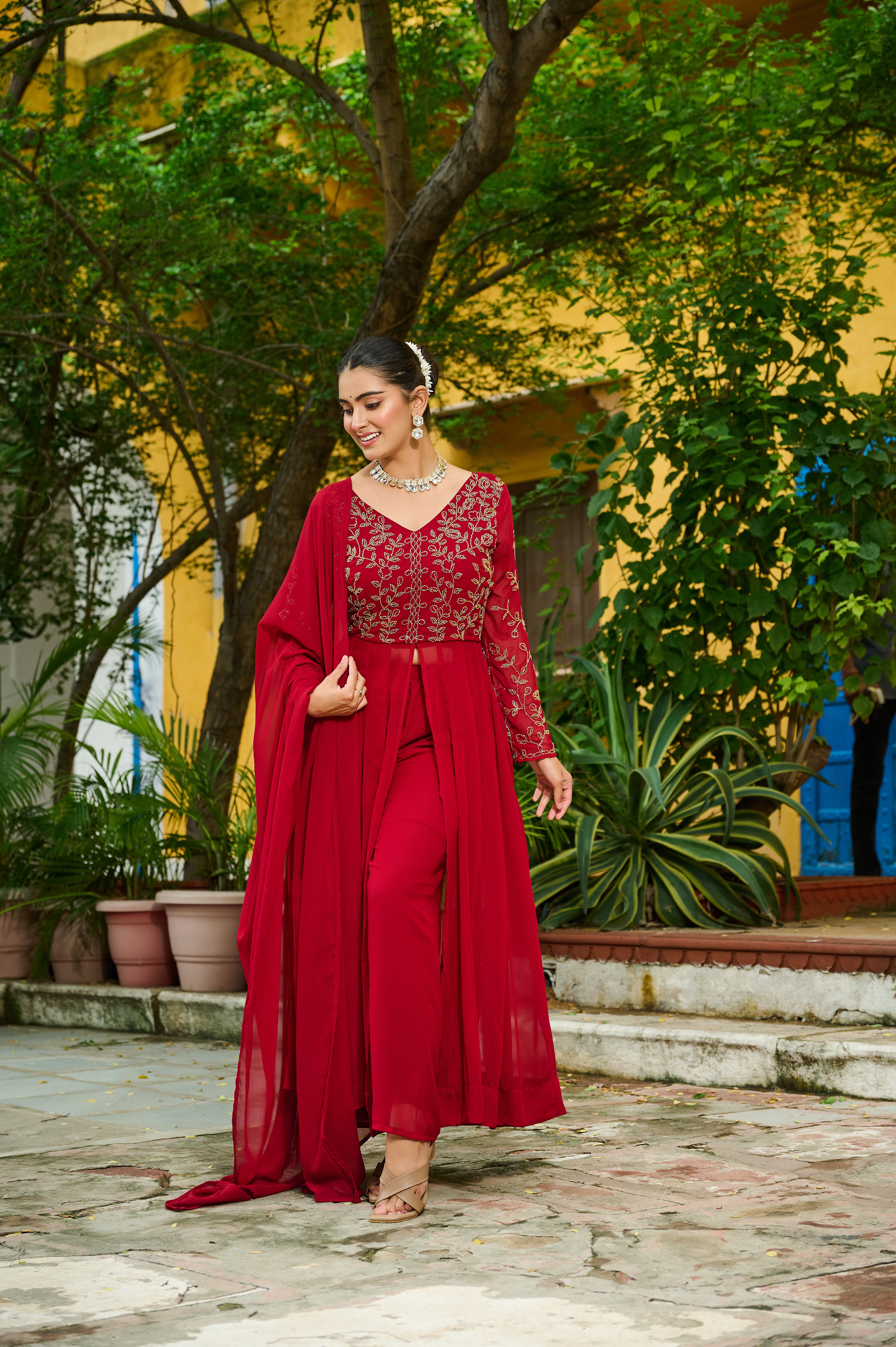Maroon Color Designer Dress for Weddings | Nardev Fashion | Size : M L XL XXL | Ready to Wear Pose 4