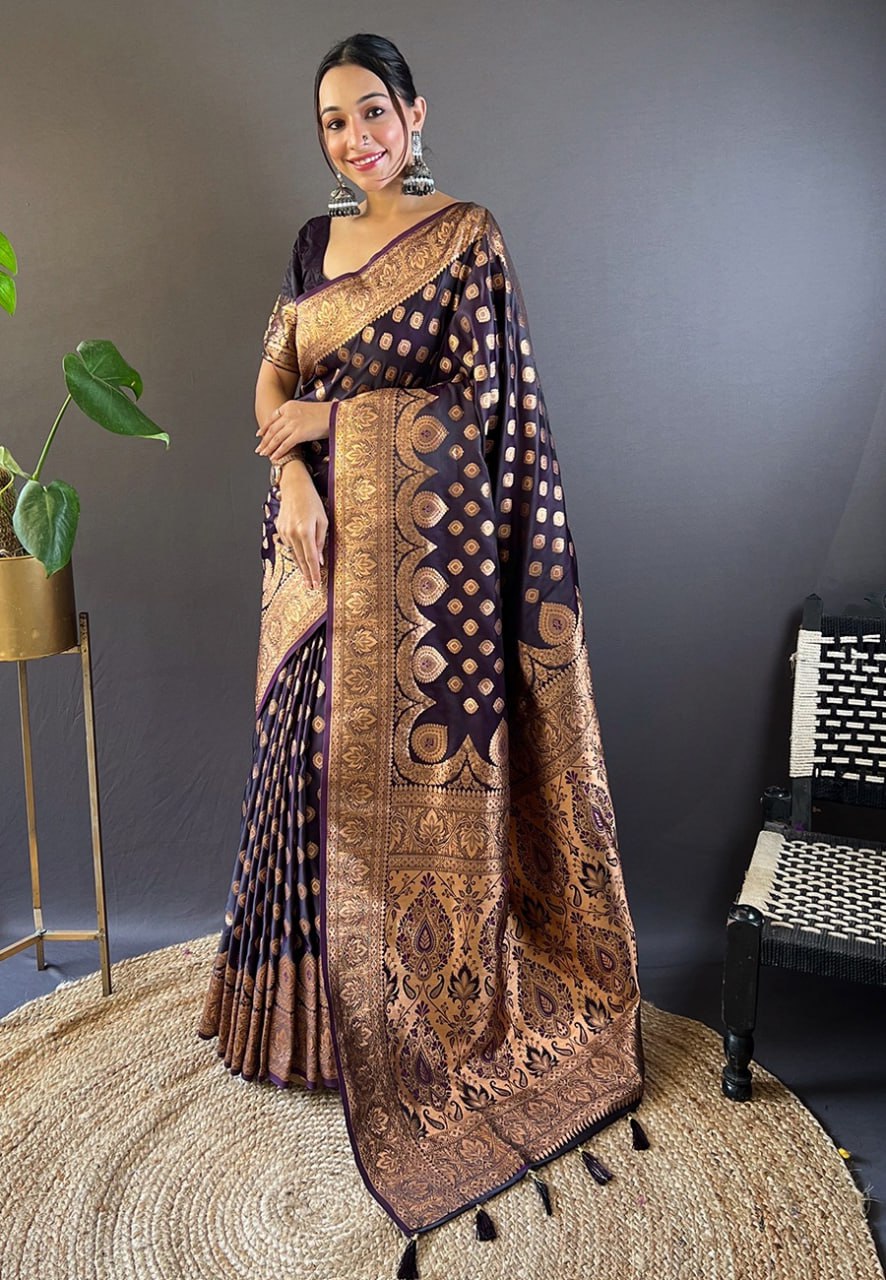 Maroon Banarasi Katan Silk Zari Woven Saree