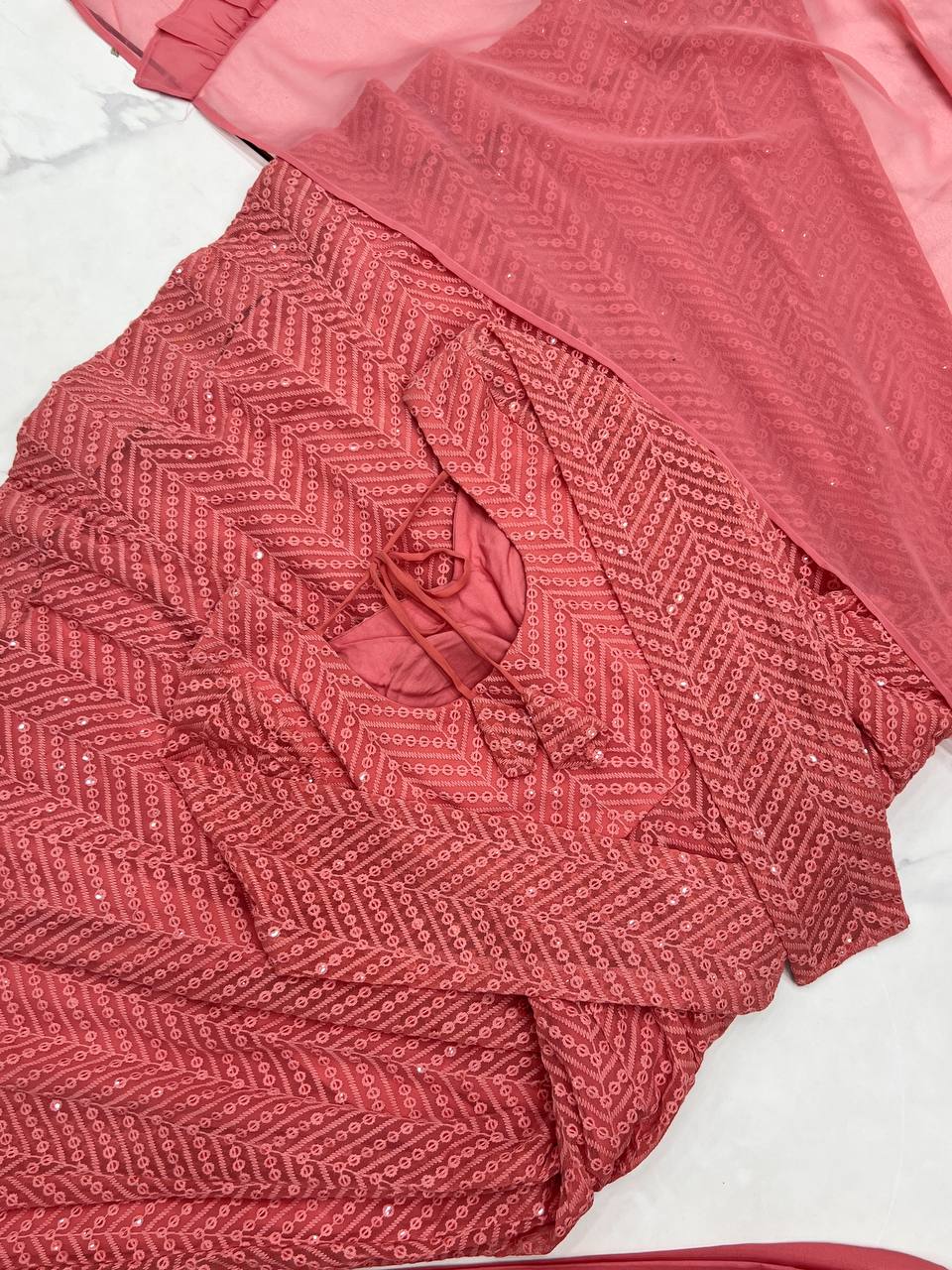 Nardev Fashion Onion Color Lucknowi Anarkali Gown Set - Aarti Chauhan