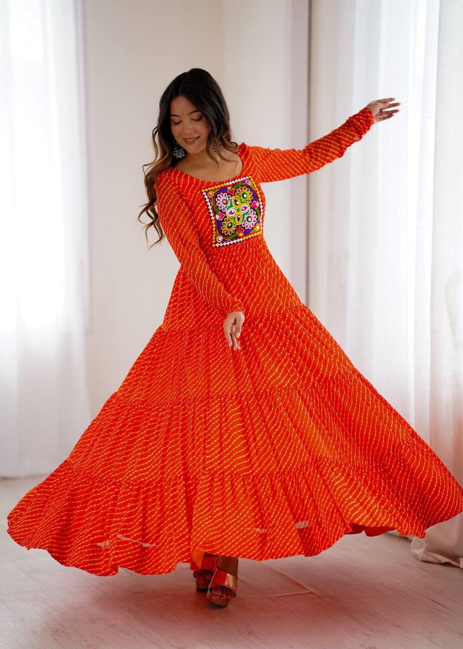 Nardev Fashion Orange Color Flaired Anarkali - Aarti Chauhan