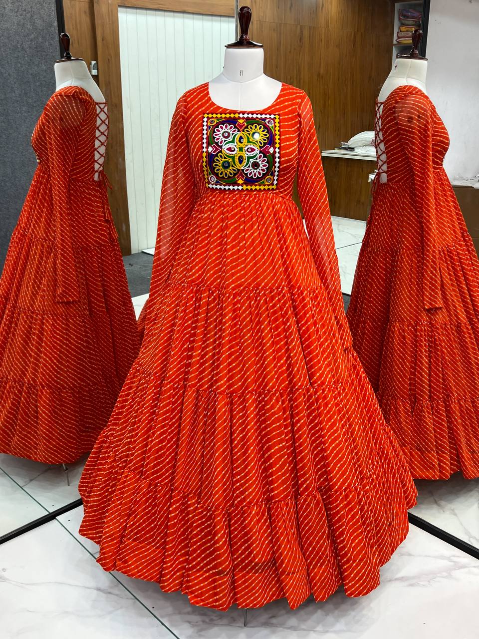 Nardev Fashion Orange Color Flaired Anarkali - Aarti Chauhan