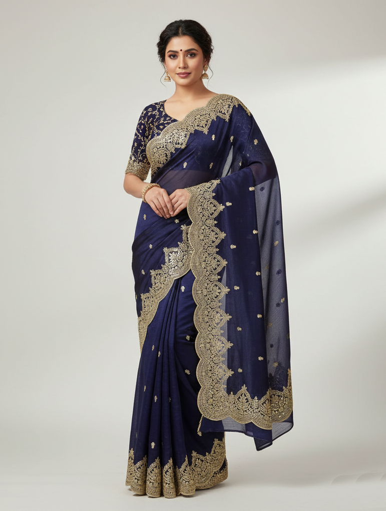 Navyblue Lightweight Elegant and Beautifully Crafted Saree | Nardev Fashion