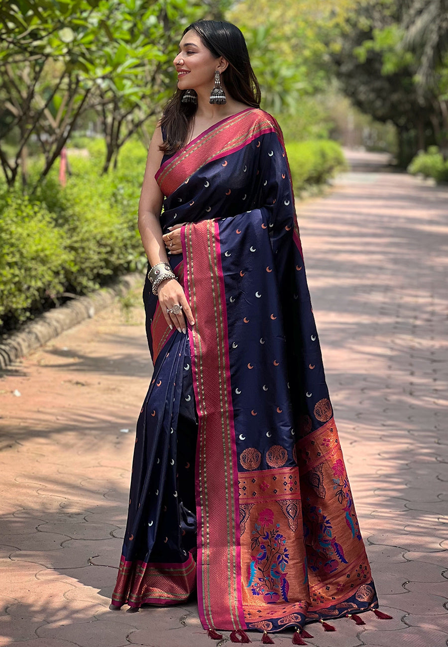 Navyblue Yeola Maharashtrian Paithani sarees