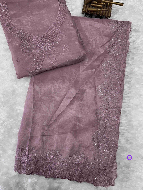 Babypink Color Sequin Cutwork Saree Nardev Fashion Saris & Lehengas New Arrivals