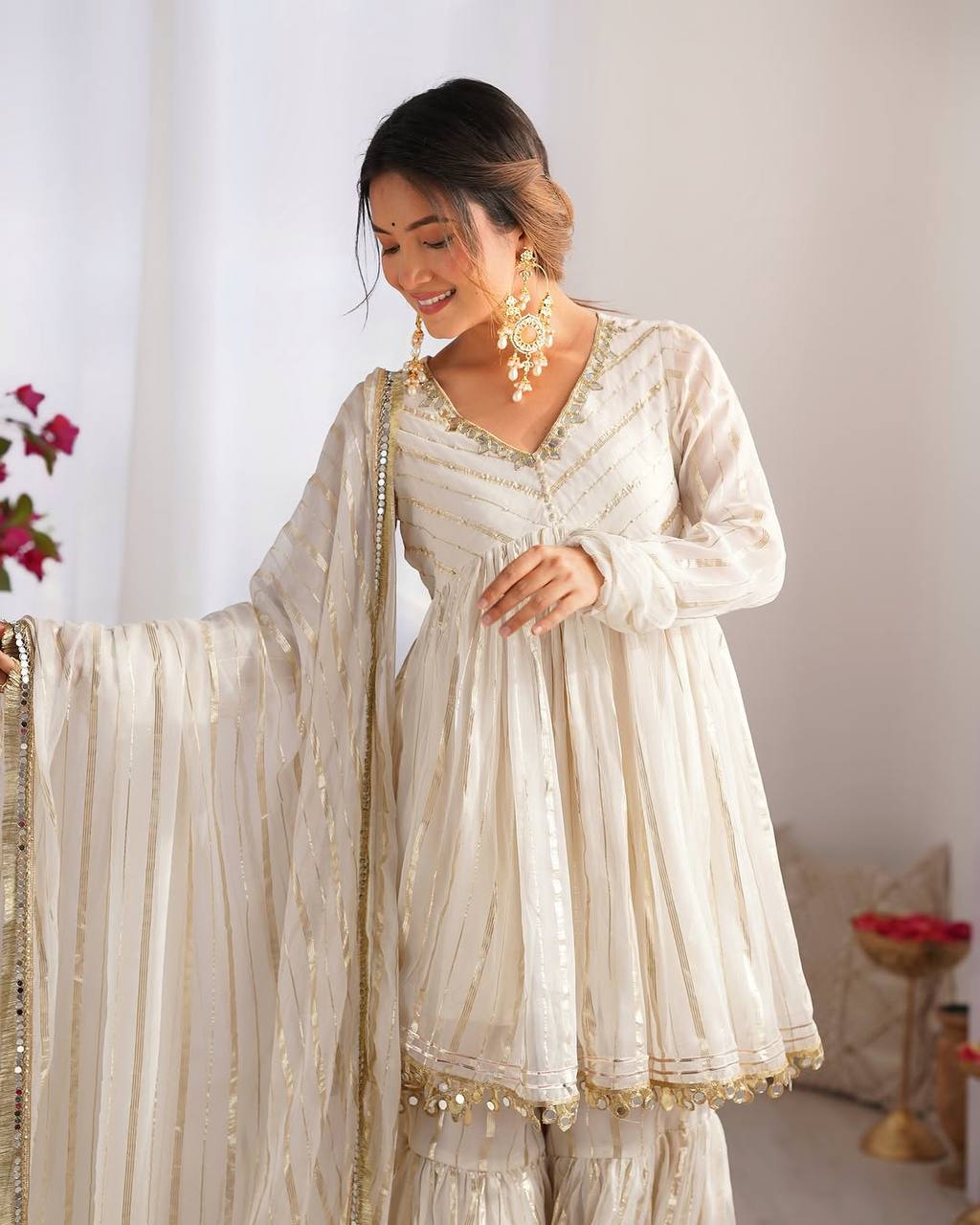 Off-White Kediya Style Outfit for Wedding | Nardev Fashion