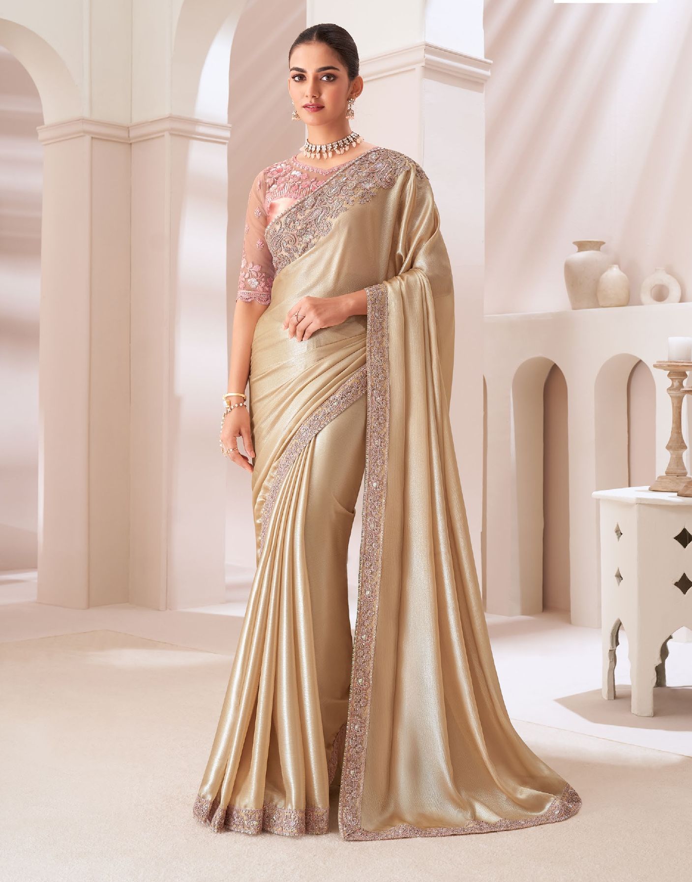 Party Wear Sartin chiffon saree