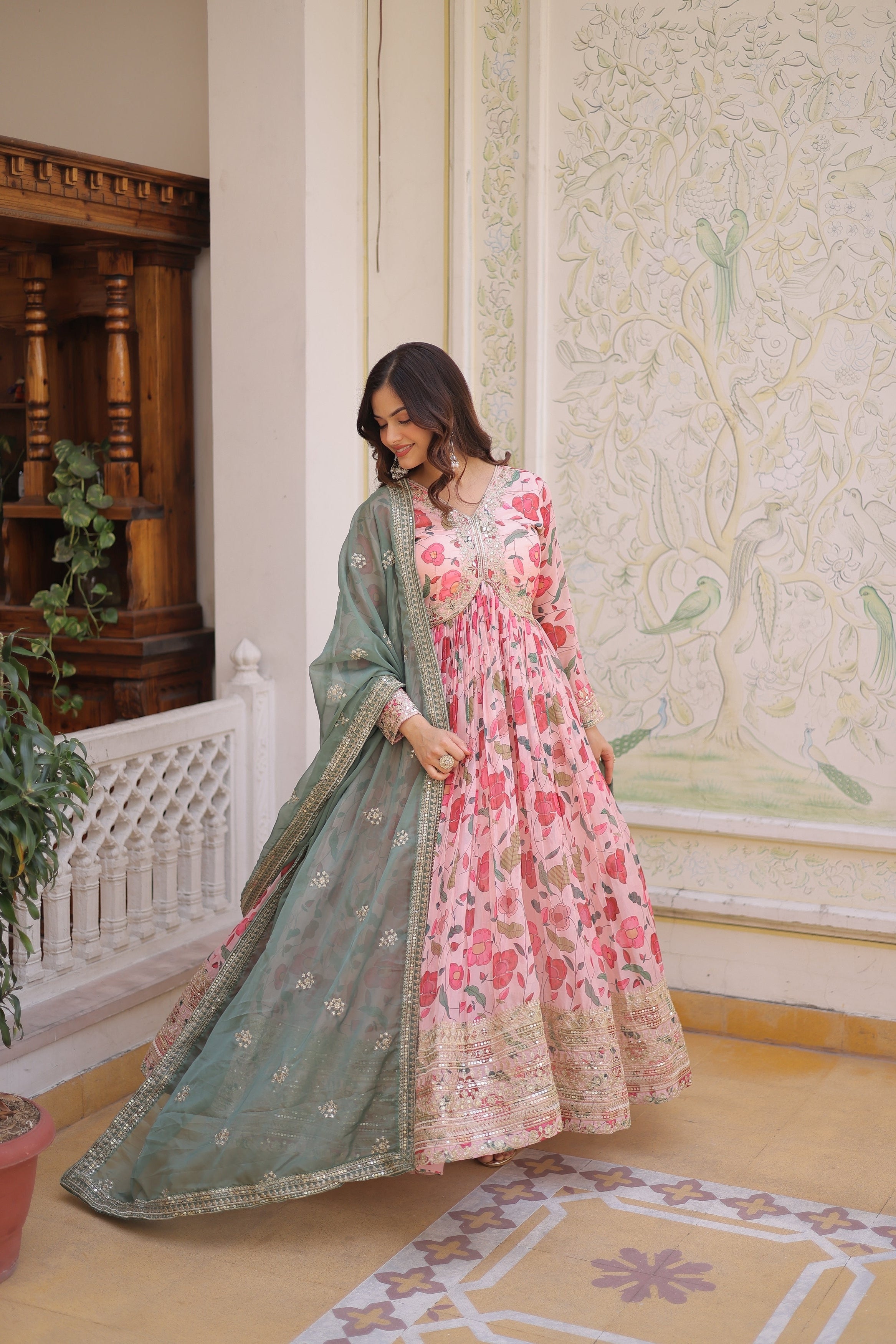Partywear Alia Cut Gown with Dupatta | Nardev Fashion