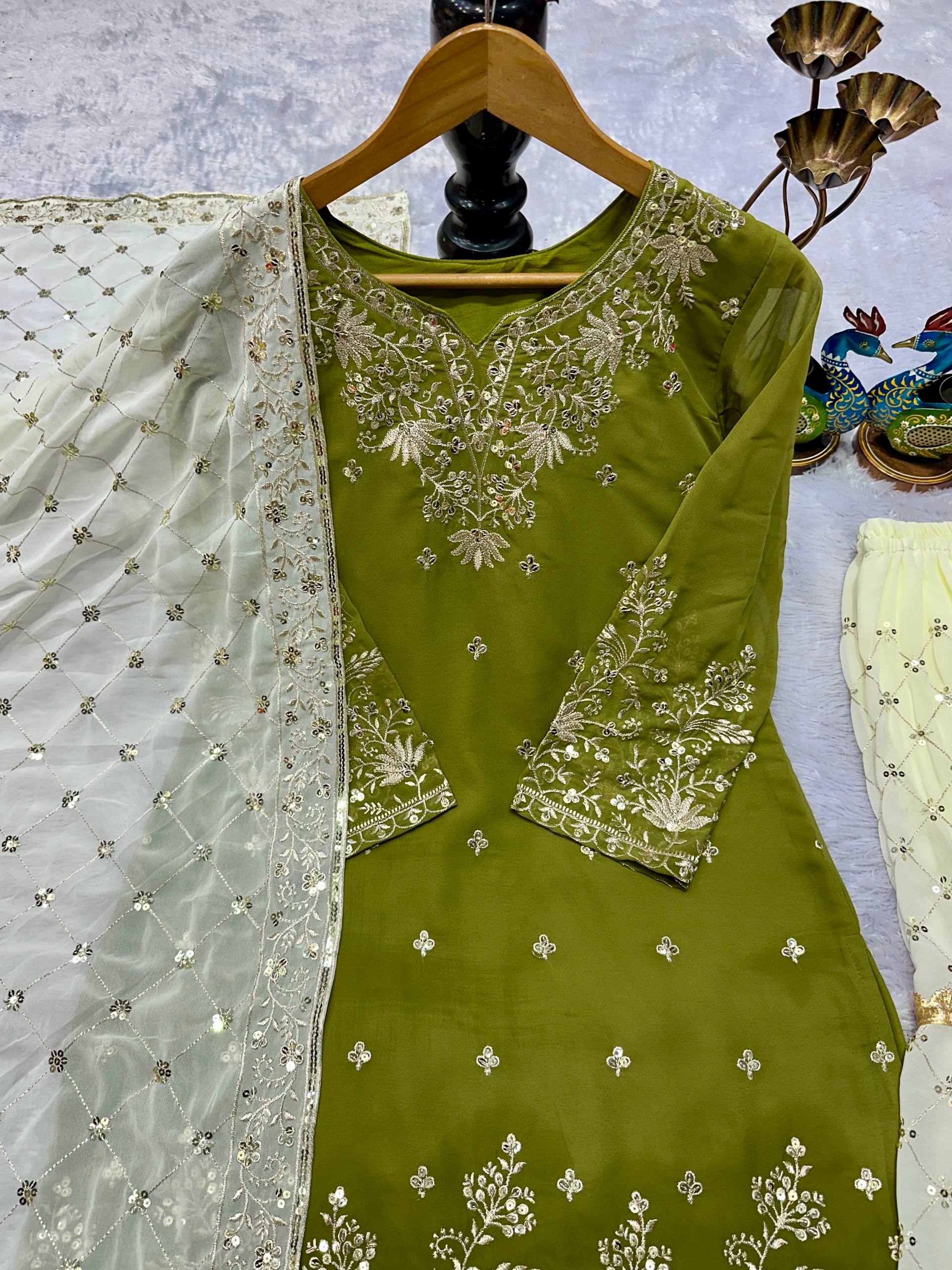 Partywear Top Plazzo Dupatta Set | Nardev Fashion