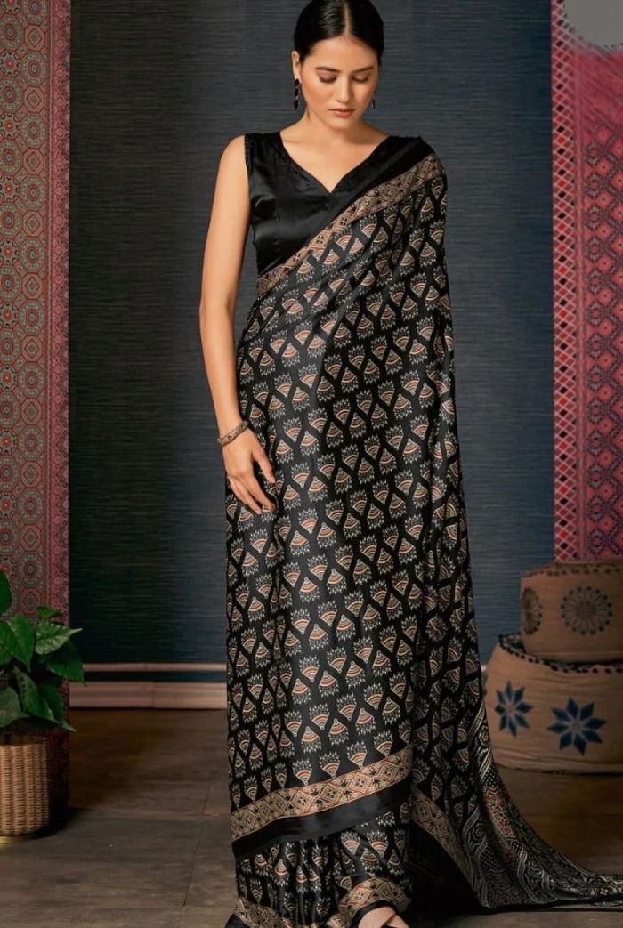 Patywear Traditional Ajrakh Print Saree