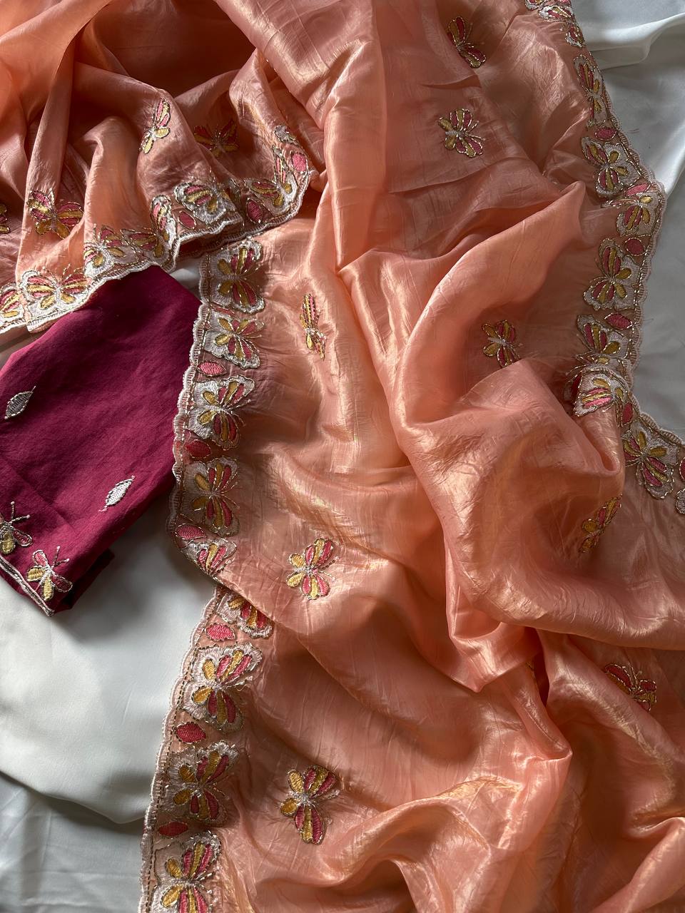 Pastel Organza Saree for Mehendi & Sangeet – Nardev Fashion