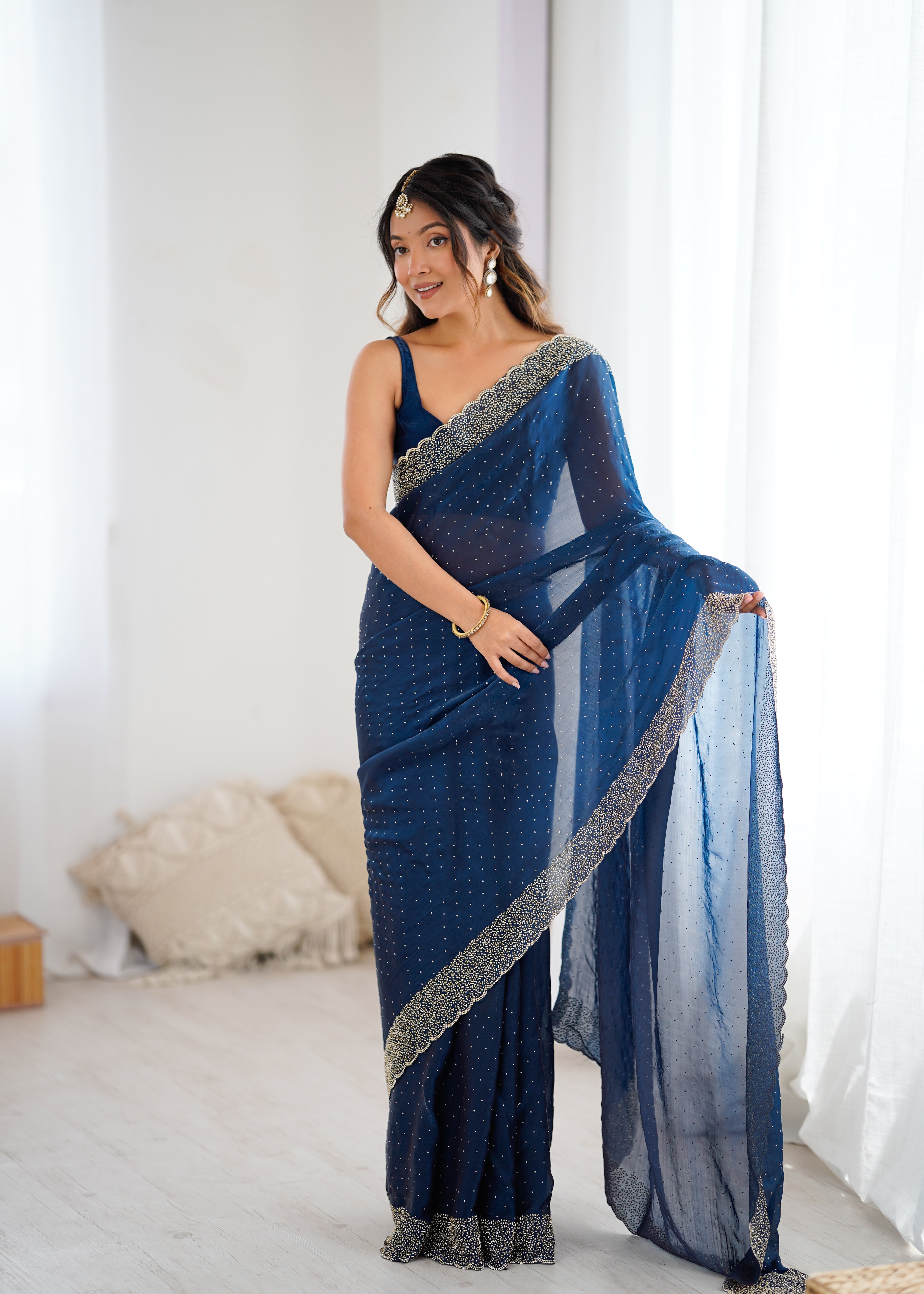 Petrol Graceful Wedding Wear Designer Sarees for Every Celebration